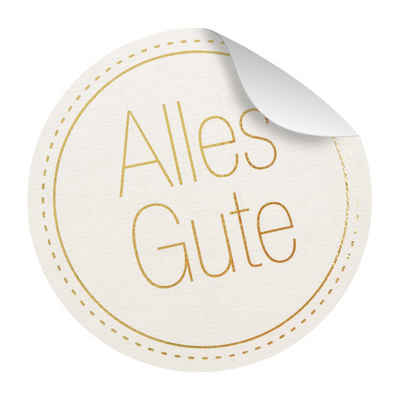 itenga Aufkleber itenga Sticker 10x Alles Gute exklusiv mit Goldfolie Groß Rund 9,5cm