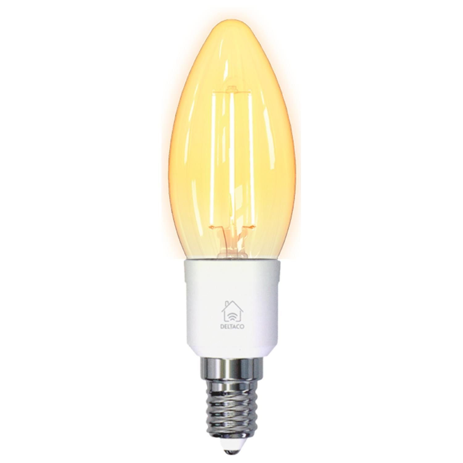 DELTACO SMART HOME Smarte E14 LED Filamentkerze LED Lampe (TUYA,  Sprachsteuerung, für E14 Sockel, Farbtemperatur 1800K-6500 K, 4,5 Watt  Leistung) LED-Leuchtmittel, E14, 1 St.