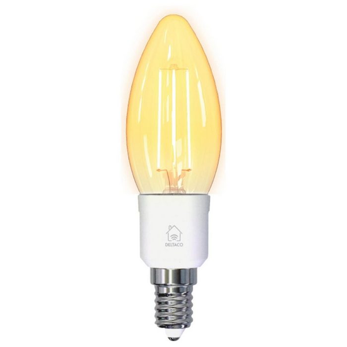 DELTACO SMART HOME Smarte E14 LED Filamentkerze LED Lampe (TUYA Sprachsteuerung für E14 Sockel Farbtemperatur 1800K-6500 K 4 5 Watt Leistung) LED-Leuchtmittel E14 1 St.