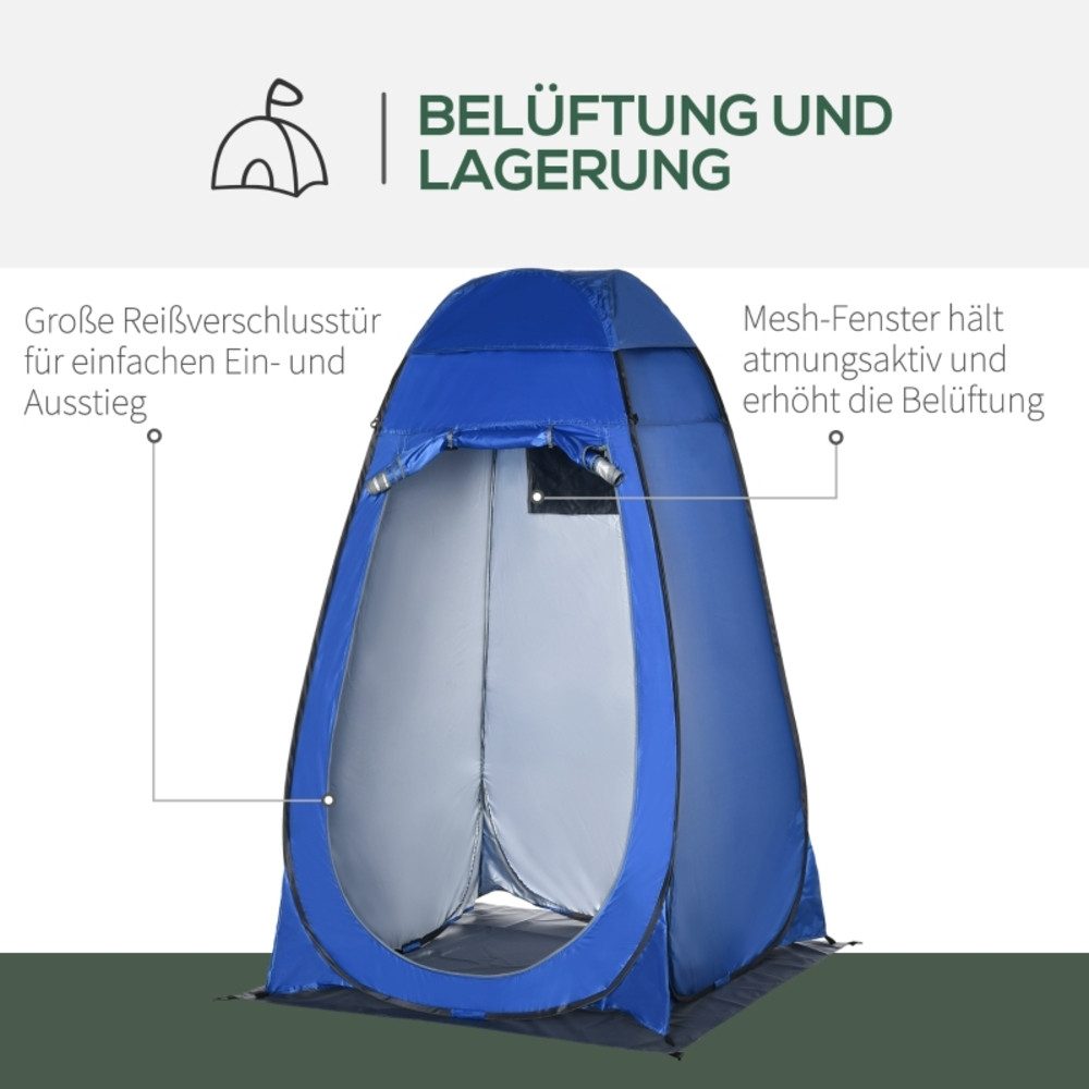 CHICFURN Faltzelt Pop-up Dusch- und Umkleidezelt mit Tragetasche, Dunkelblau, (Packung, 1 tlg., Geeignet als mobile Outdoor-Umkleide oder Toilettenkabine), 126 x 124 x 189 cm, ideal für Camping, Strand und Festival use