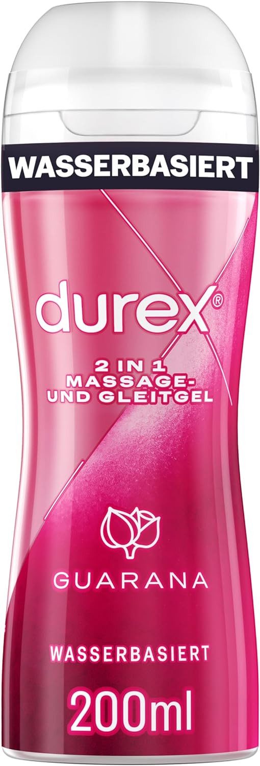 durex Gleitgel Play 2in1 Massage- & Gleitgel Guarana 200 ml, 1-tlg., Mit geschmeidiger Textur für Ganzkörpermassagen & Intimbereich
