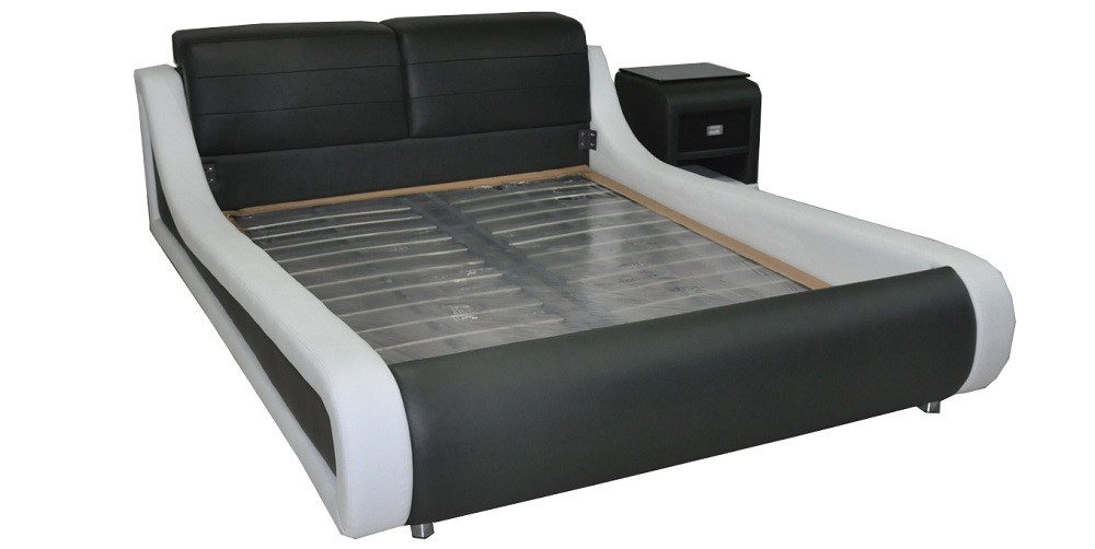 Xlmoebel Polsterbett Luxus Polsterbett aus Echtleder mit USB-Anschlüssen, modern (Bett), Hergestellt in Europa