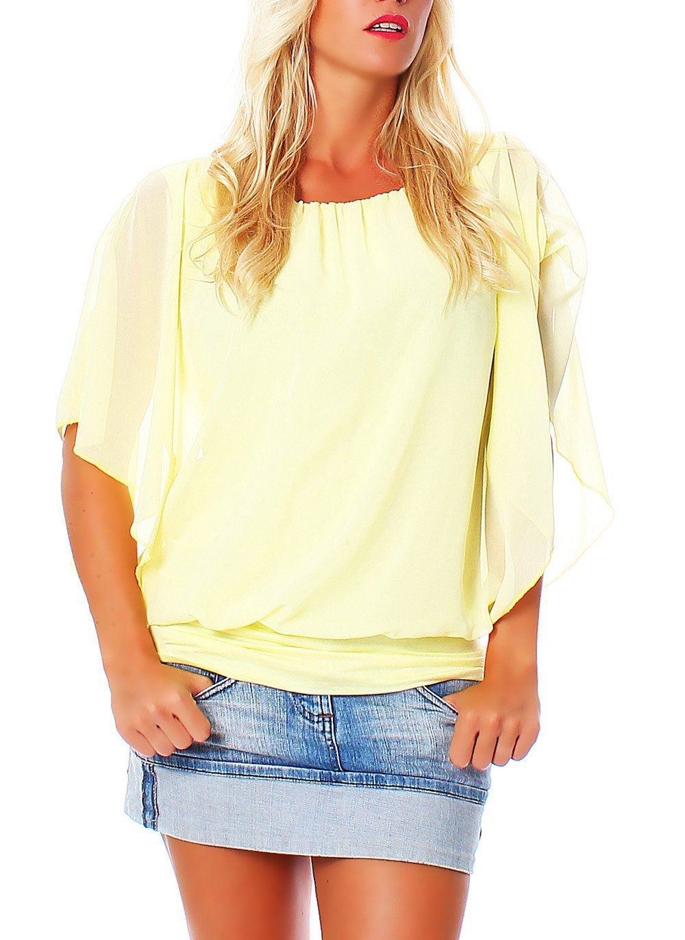 malito more than fashion Chiffonbluse 6296 mit breitem Bund Einheitsgröße günstig online kaufen