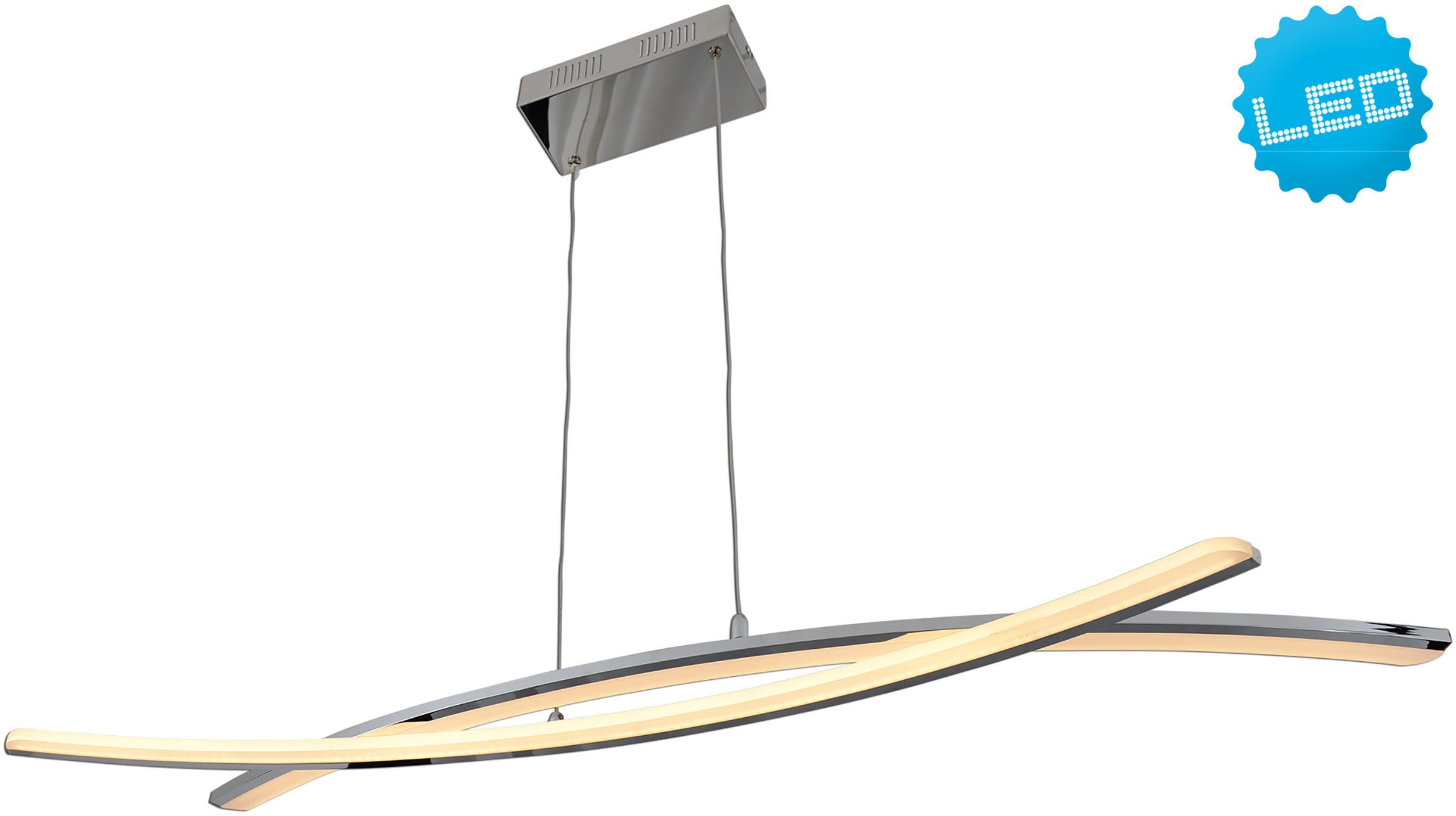 näve LED Pendelleuchte Theo, LED fest integriert, Warmweiß, chromfarben, dimmbar mit Phasenan- und -abschnitt Dimmer, L: 72cm