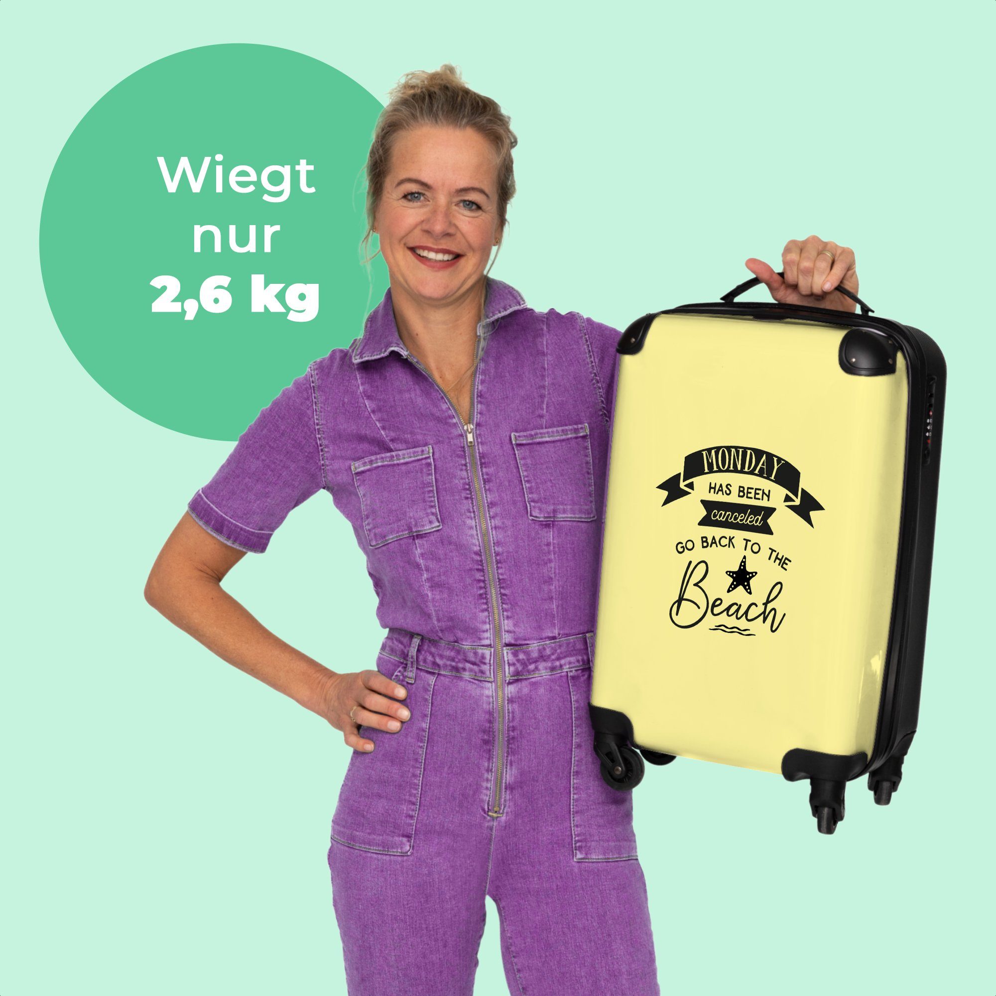 NoBoringSuitcases.com© Handgepäckkoffer 55x35x20cm Sprichwörter - - Rollen mit Kleine Trolley Urlaub Sommer Rollkoffer Montag 4 - Handgepäck Reisekoffer Rollen, Gelb, 4 - Cabin 