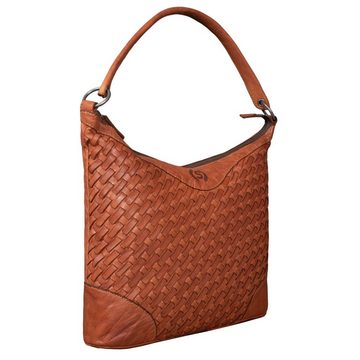 STILORD Handtasche "Chiara" Damentasche Leder Cognac geflochten