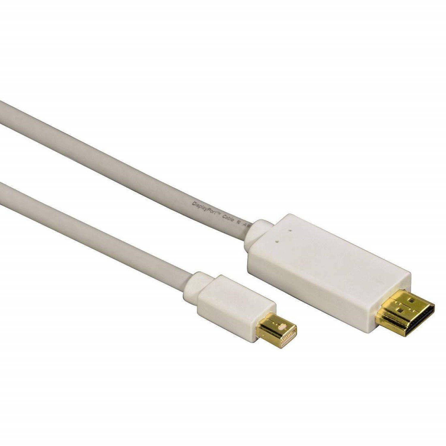 Hama Mini-Displayport auf HDMI-Kabel 1,5m Weiß Video-Adapter Mini Displayport, HDMI-Stecker, 1 cm, mini DP auf HDMI-Stecker, vergoldet, Digital Audio Video Full HD 1080p