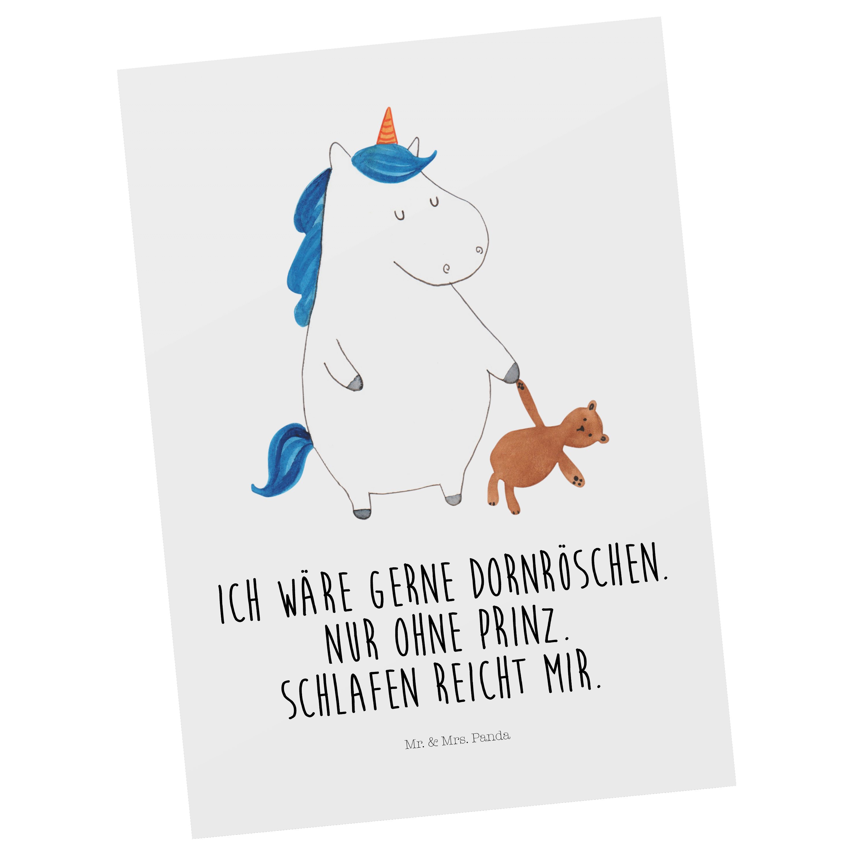 Mr. & Mrs. Panda Einhorn - Träumen Einhorn Postkarte Deko, Ansichtskarte, Teddy Weiß - Geschenk