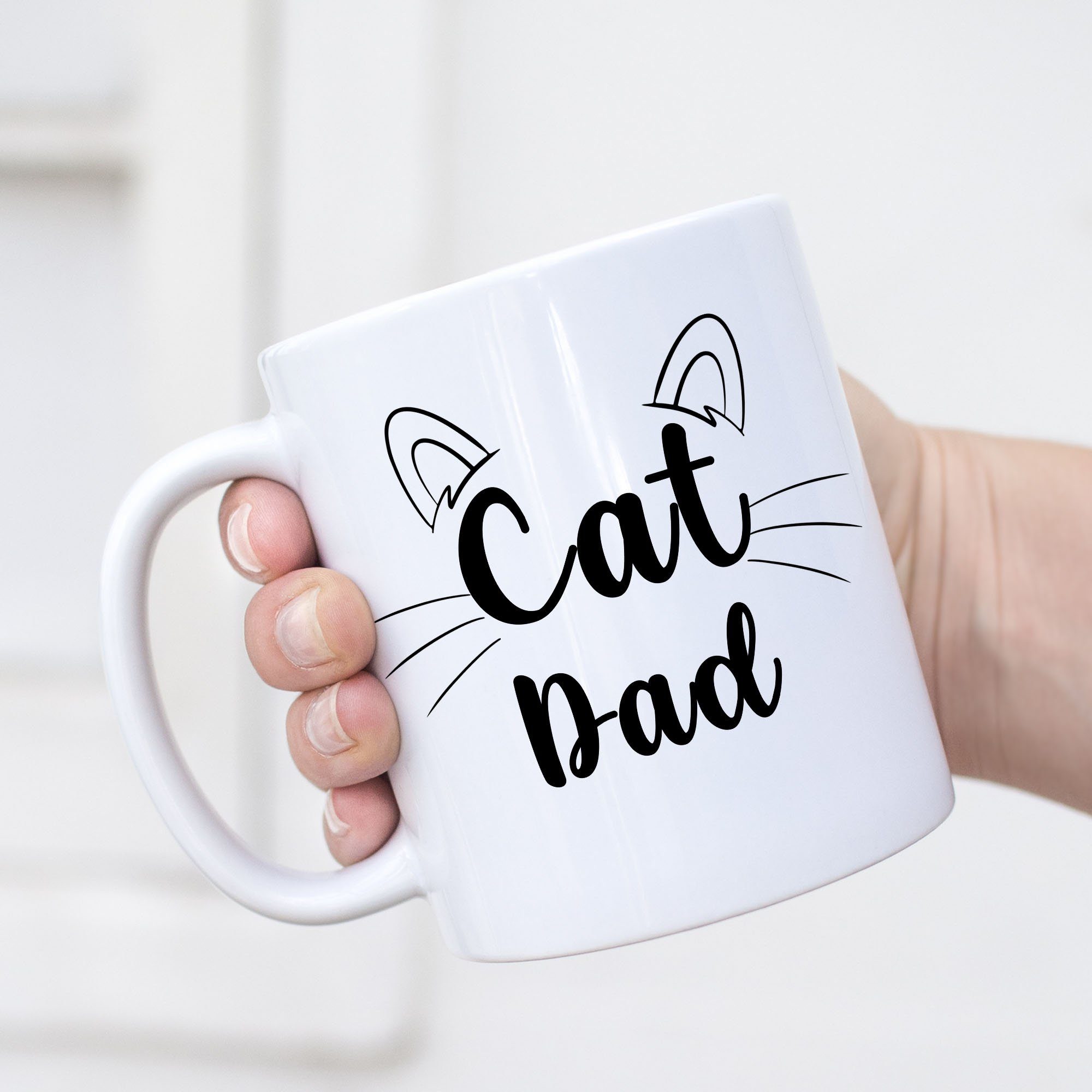Weiß Katzenbesitzer Kaffeetasse, Keramik Geschenk Hey!Print Dad Tasse Tasse Katzen-Papa Katzen Katzenliebhaber Kätzchen Cat