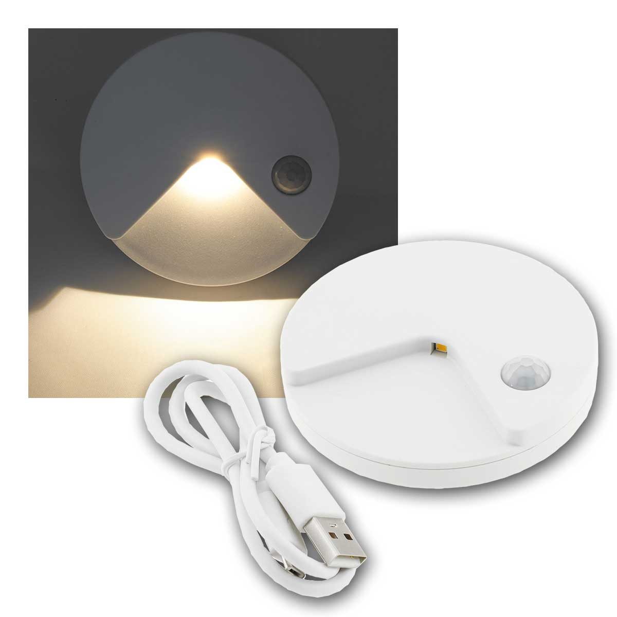 world-trading-net LED-Leuchte Akku LED Treppenlicht mit PIR, 14mm flach, warmwei