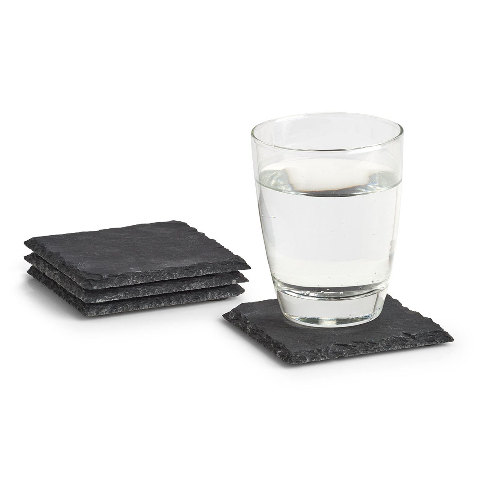 Zeller Present Glasuntersetzer Glasuntersetzer 4-teilig Schiefer, Set, 4-tlg., Getränkeuntersetzer Naturstein