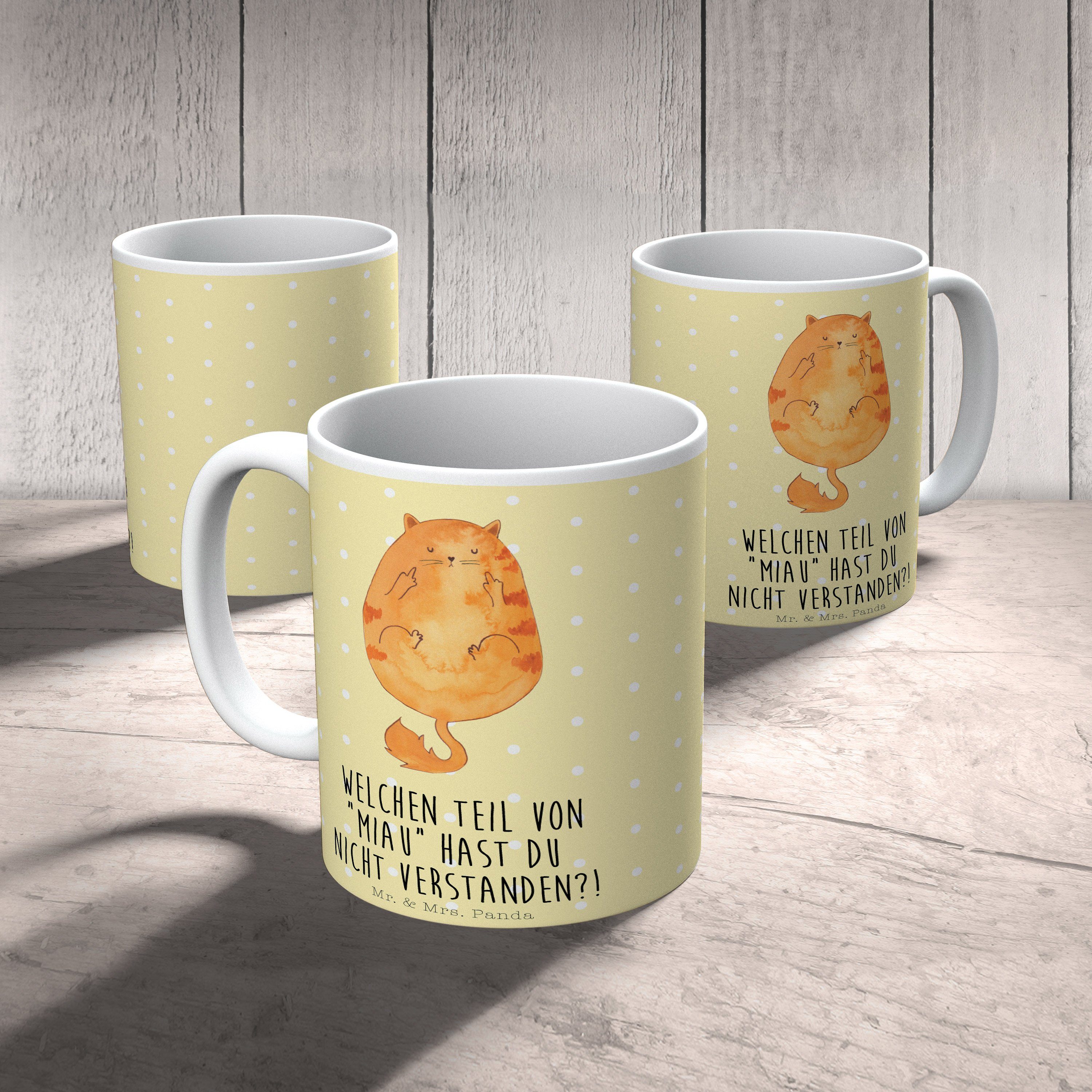 & Tasse Katzenfa, Gelb Tasse Panda Sprüche, Keramik - Pastell Mittelfinger Geschenk, Katze Mrs. Mr. -