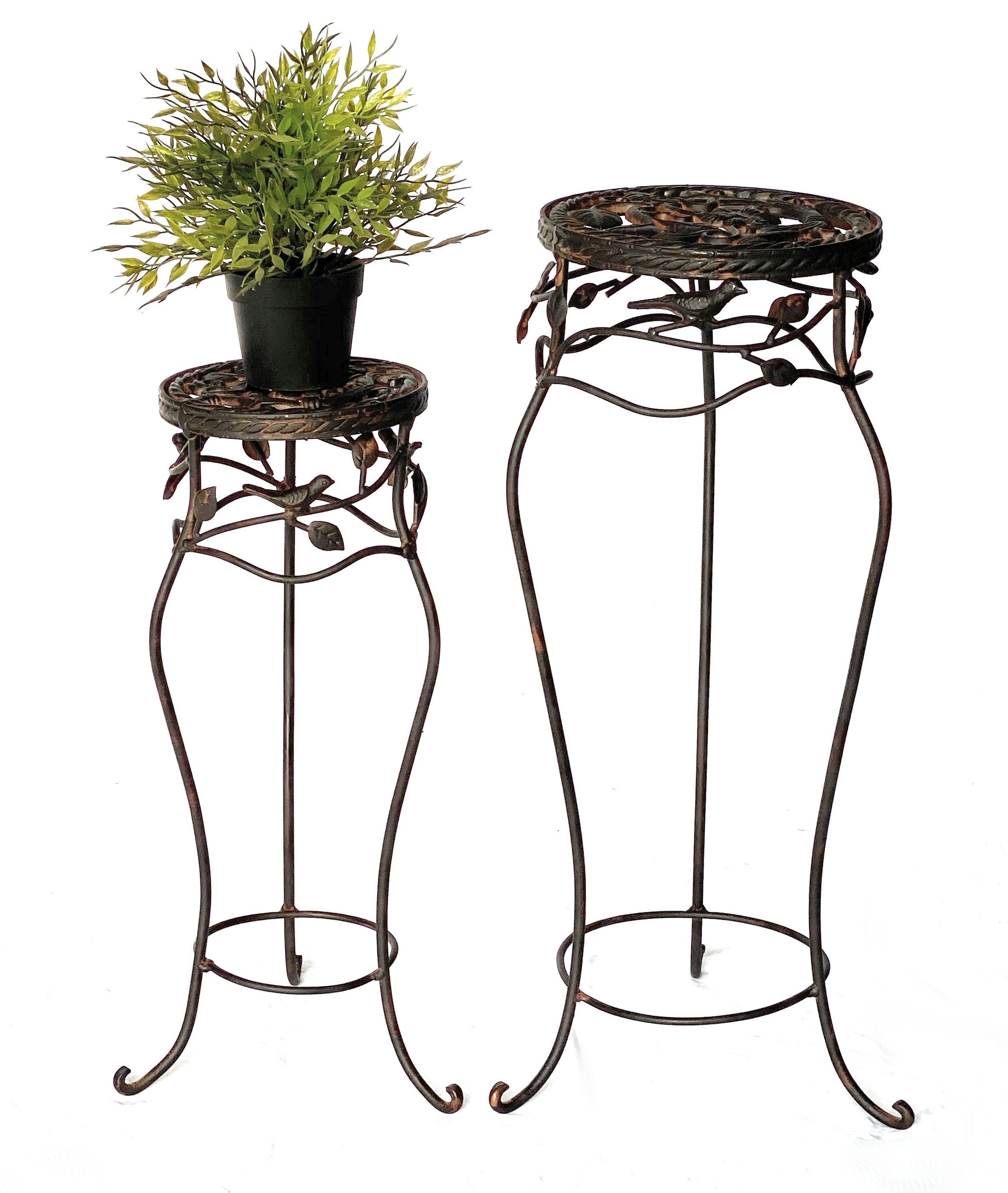 DanDiBo Цветочный табурет Metall Schwarz Rund 2er Set 65 cm / 78 cm Цветочный табурет 18215, Blumensäule Antik Pflanzenständer Pflanzenhocker Vintage