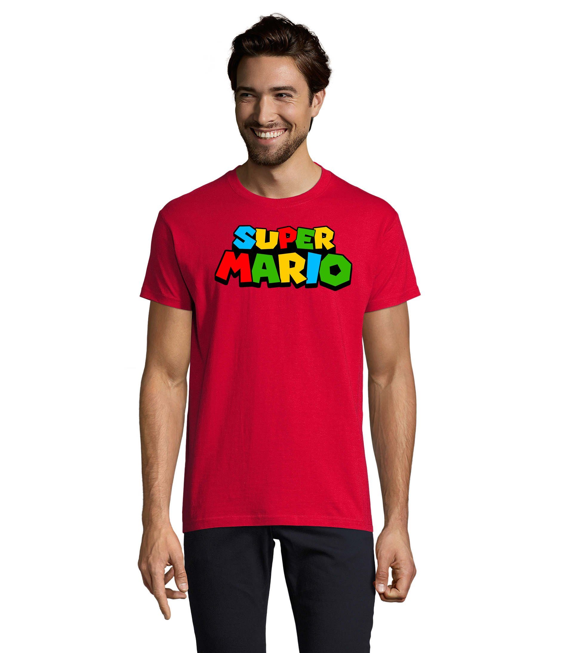 Nintendo Brownie & Gamer Gaming Herren T-Shirt Mario Konsole Blondie Super Rot