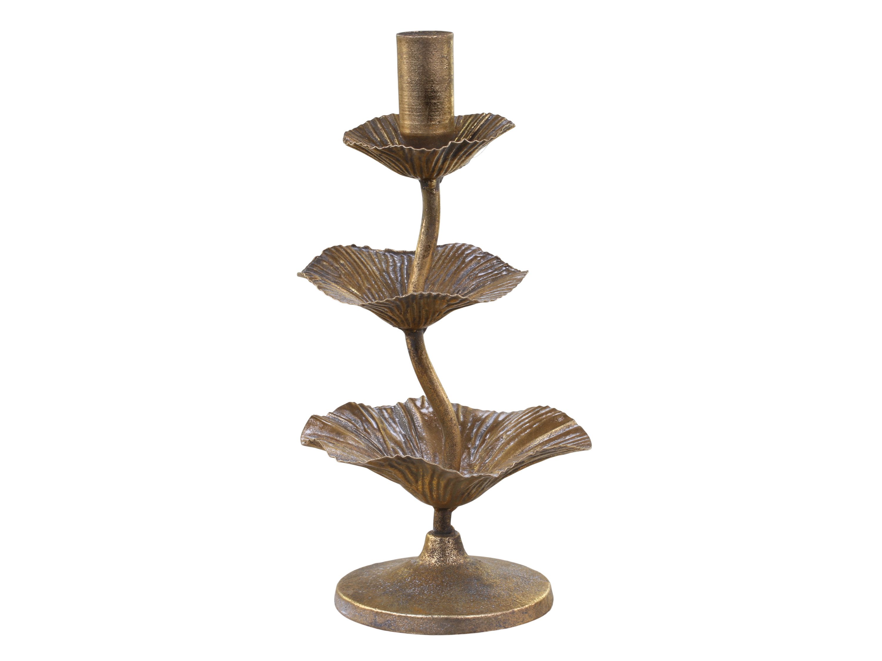 Chic Antique Kerzenständer Kerzenständer Messing Antik Blattdekor Chic Antique Vintage, Hochwertiger Kerzenständer aus Eisen im Messingdesign