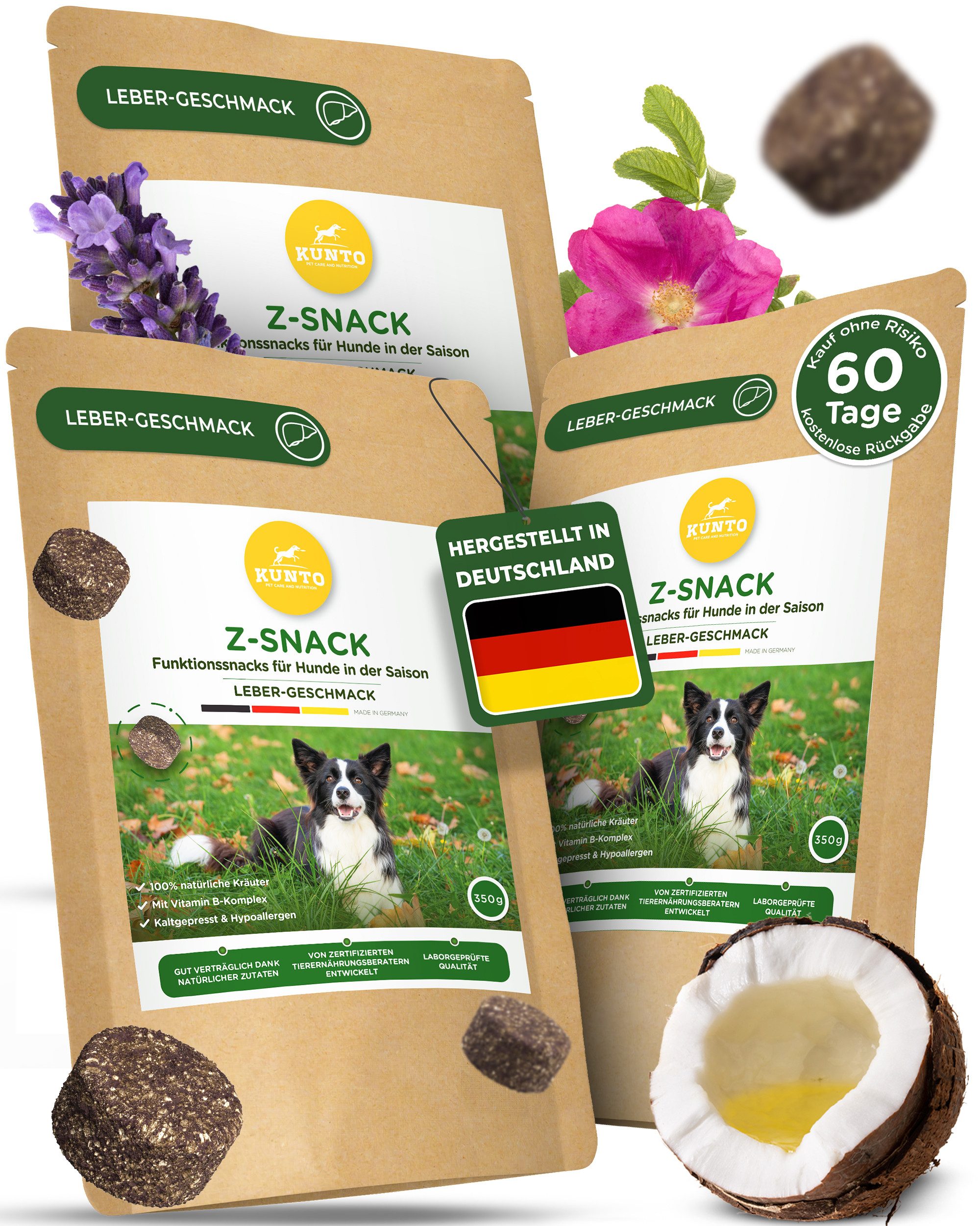 KUNTO Z-Drops - Schutz und Wohlbefinden für Hunde in der aktiven Saison, Ergänzungsfutter für: Hunde, entwickelt und hergestellt in Deutschland