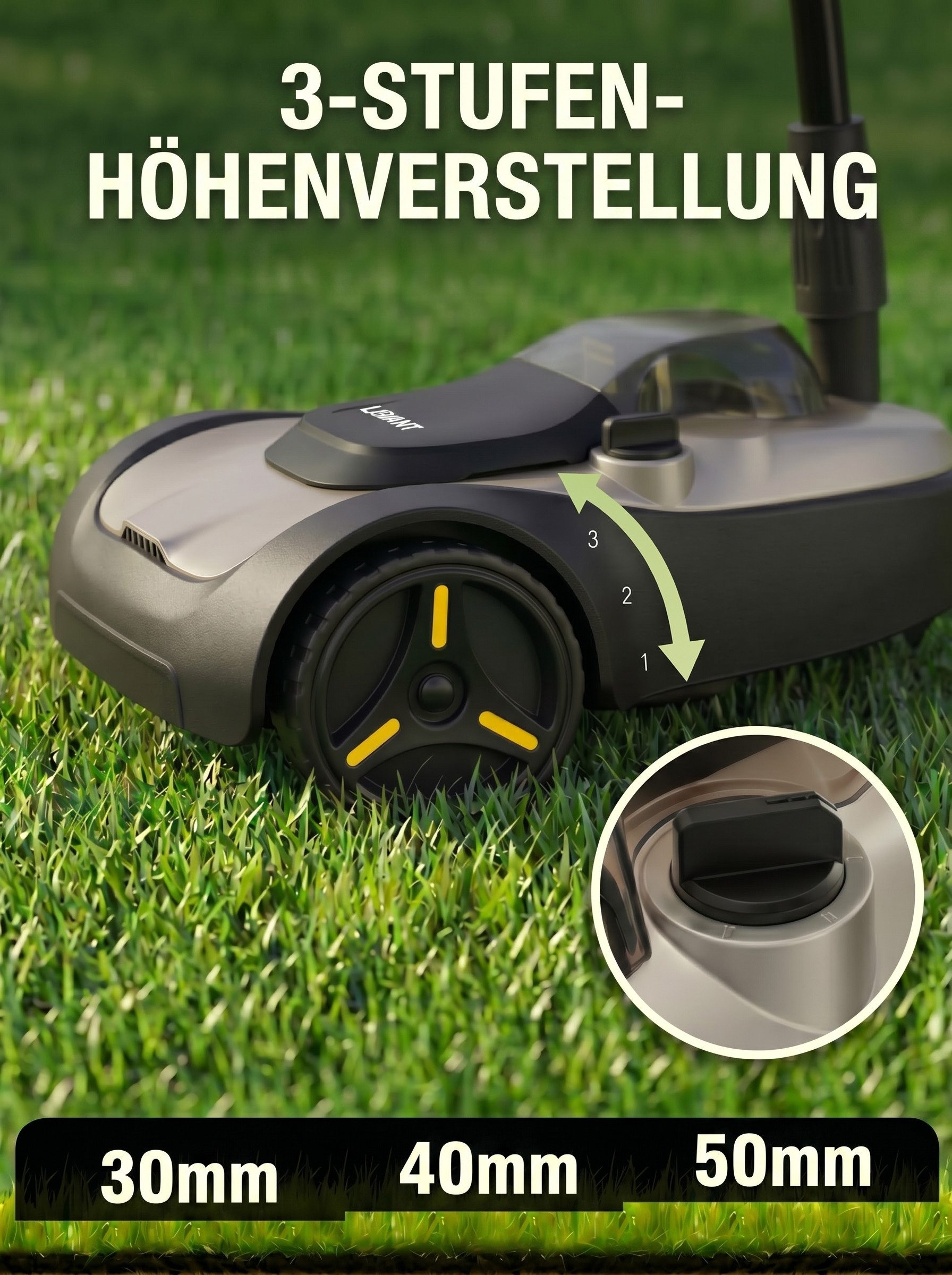 LIGIANT Akkurasenmäher 20V mit 22 cm Schnittbreite & bürstenlosem Motor, 22.86 cm Schnittbreite, Leichter 4,2 kg Rasenmäher mit 4,0Ah Akku für kleine Gärten
