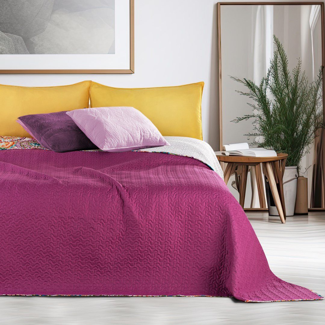 DecoKing Tagesdecke Bettüberwurf Tagesdecke mit Wendedesign Abstrakt Blumen Colors Luxus, Wendedesign – Bild 3 von 5