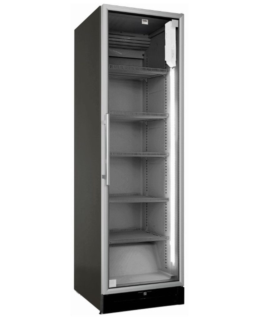 BEKO Vollraumkühlschrank ADN 221S BP, 202,5 cm hoch, 60 cm breit, Verschliessbare Glastür, LED-Innenbeleuchtung, Umluftventilator