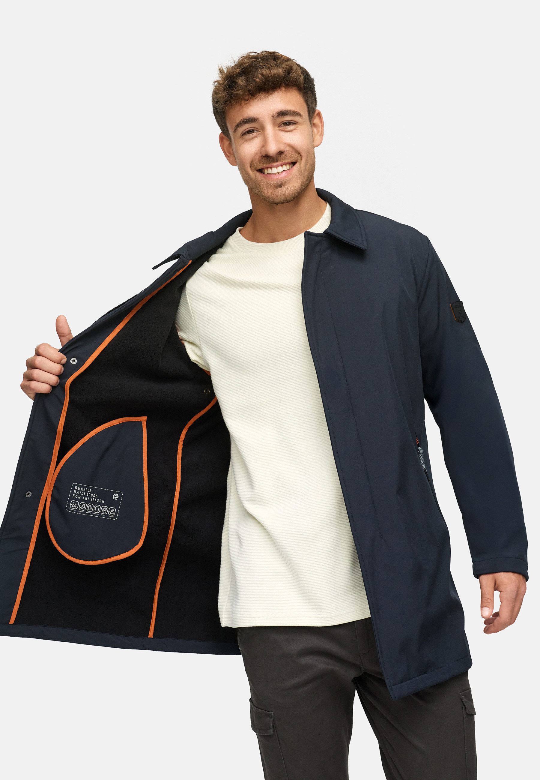 Indicode Trenchcoat Herren INRoute Softshell Mantel Herrenmantel Stylischer Herren Mantel