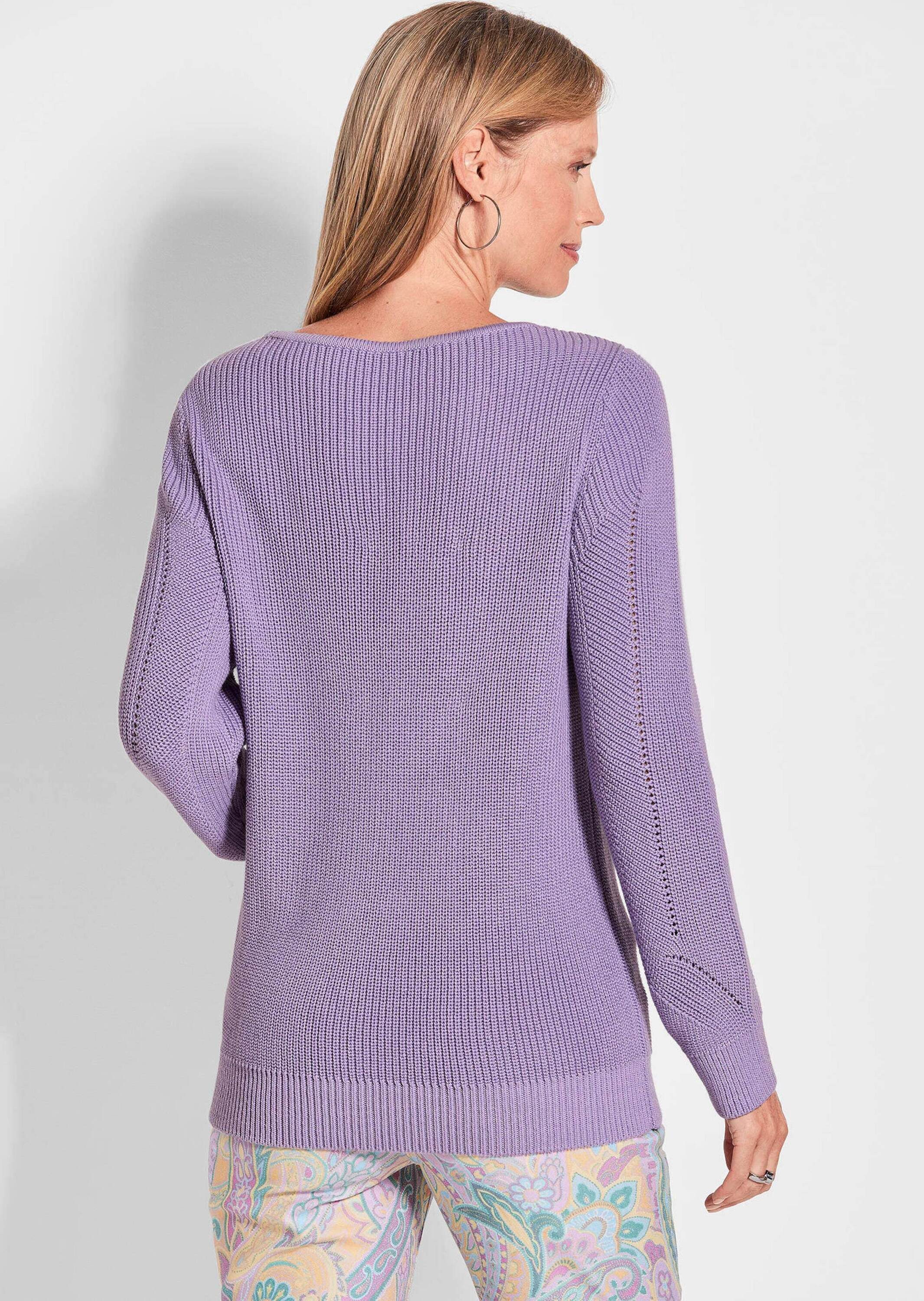 GOLDNER Strickpullover Kurzgröße: Stilvoll mit Musterdetails und Rippenbündchen, Langarm