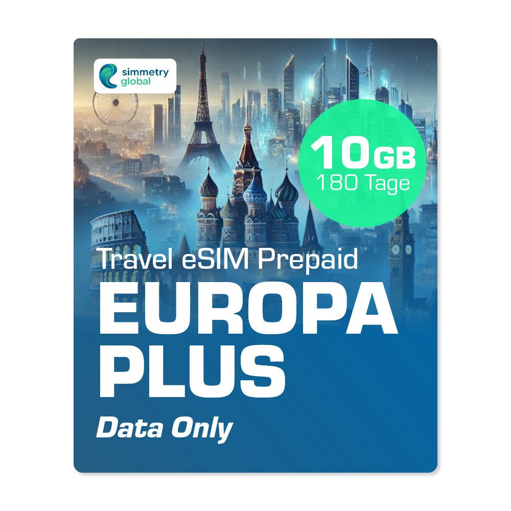 Simmetry Travel eSIM - 10 GB, Europe Plus Prepaidkarte, (Reise-eSim)