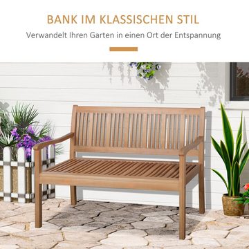Outsunny Bank Sitzbank aus Holz bis 200 kg Terrassenbank mit Rückenlehnen (Parkbank, 1-St., Gartenbank), Pappelholz Gelb 126,8 x 62 x 91,3 cm