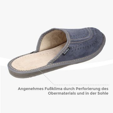 filsko Moderne Herren Pantoffeln Hausschuh aus Veloursleder