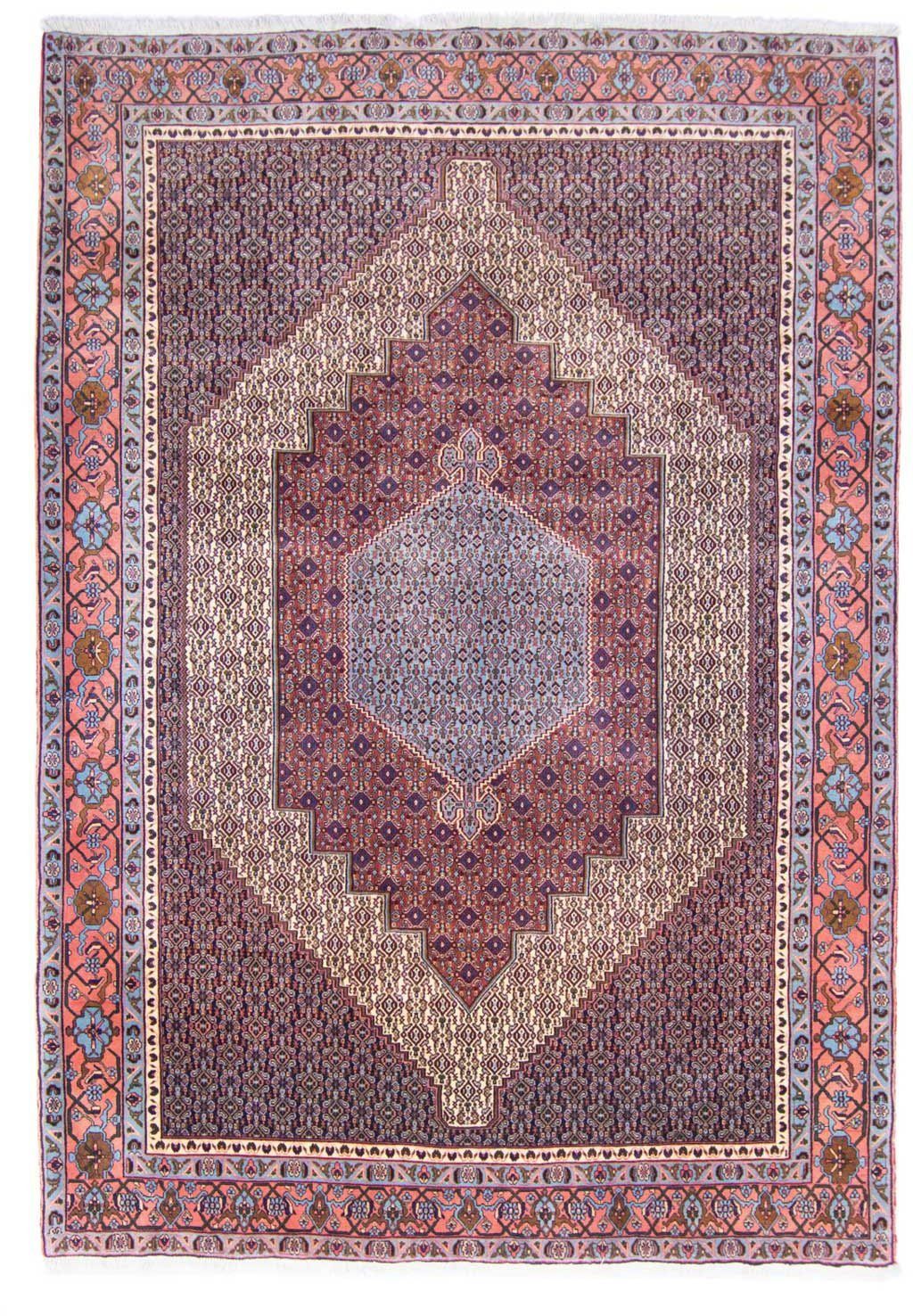 Wollteppich Senneh Medaillon mit 15 mm, x Blu 305 scuro morgenland, Höhe: Unikat cm, Zertifikat rechteckig, 202