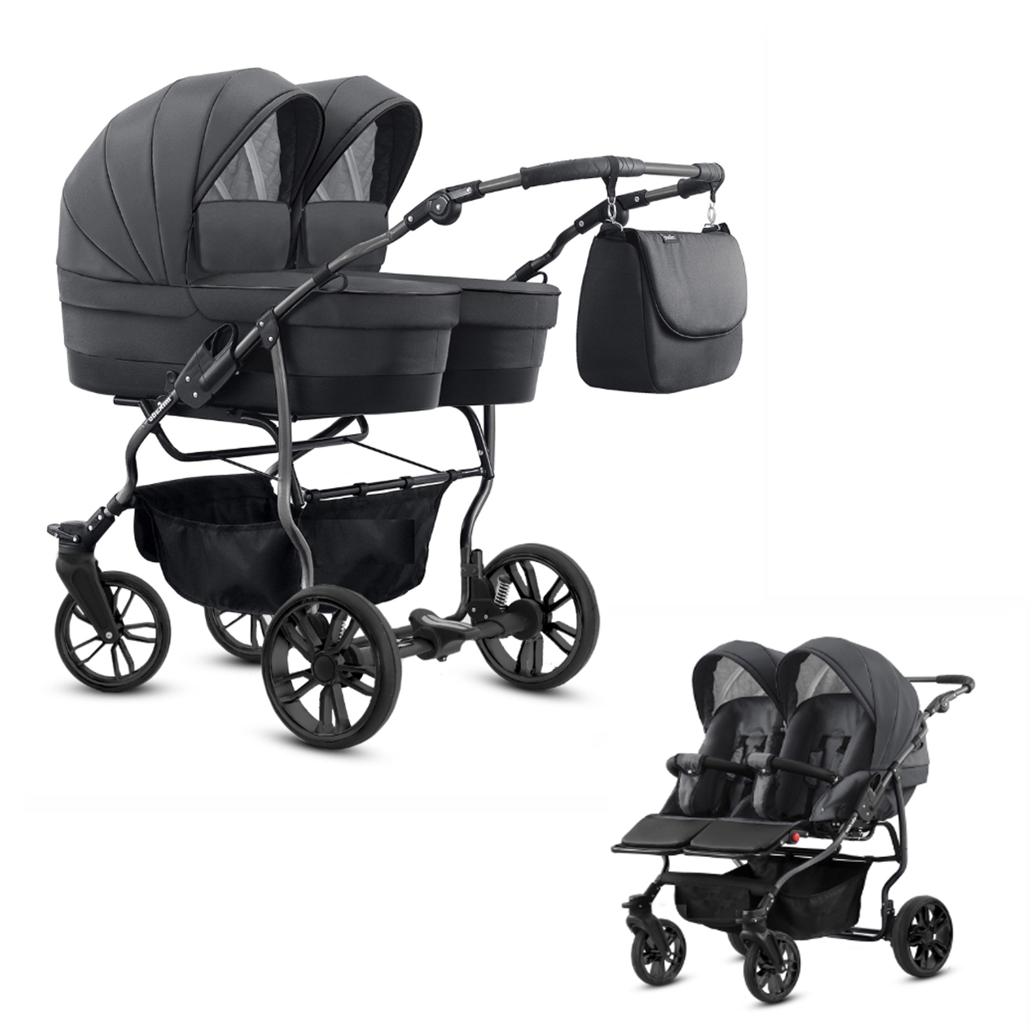 Zwillingswagen Zwillingskinderwagen 2 in 1 Twin Lux - 10 Teile - in 7 Farben