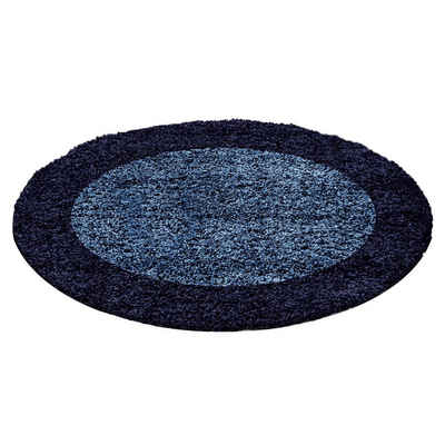 Teppich Hochflor Teppich Lux Marineblau, Teppich Boss, rund, Höhe: 30 mm