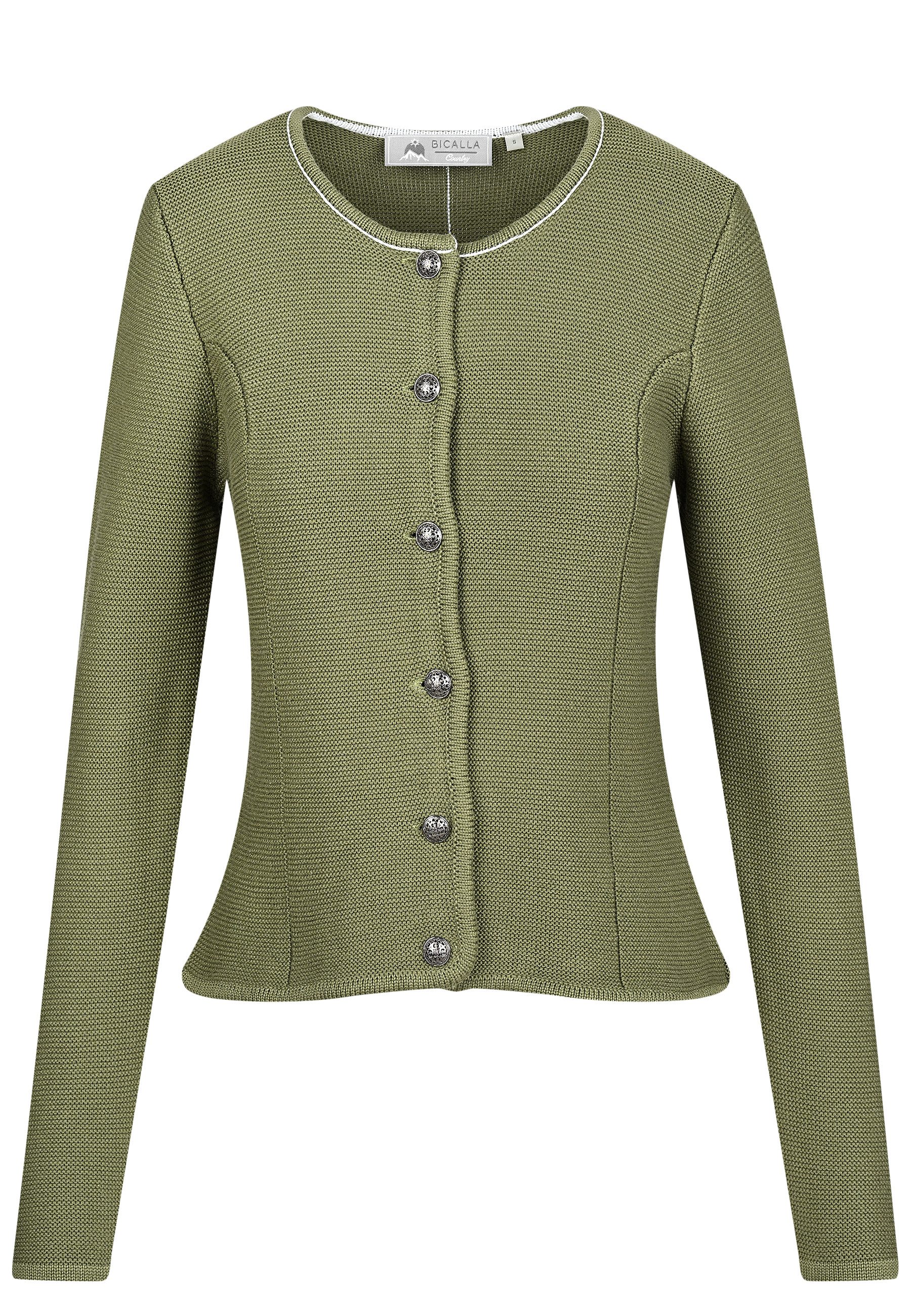 BICALLA Cardigan Trachtenstrickjacke in Olivgrün (1-tlg)