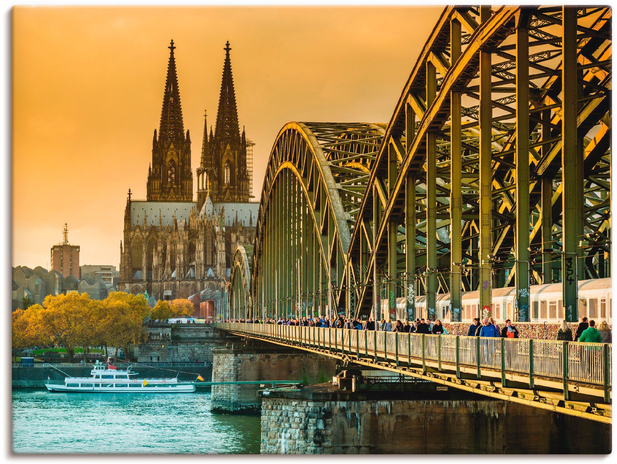 Artland Wandbild Kölner Dom mit Hohenzollernbrücke, Deutschland (1 St), als Alubild, Leinwandbild, Wandaufkleber oder Poster in versch. Größen