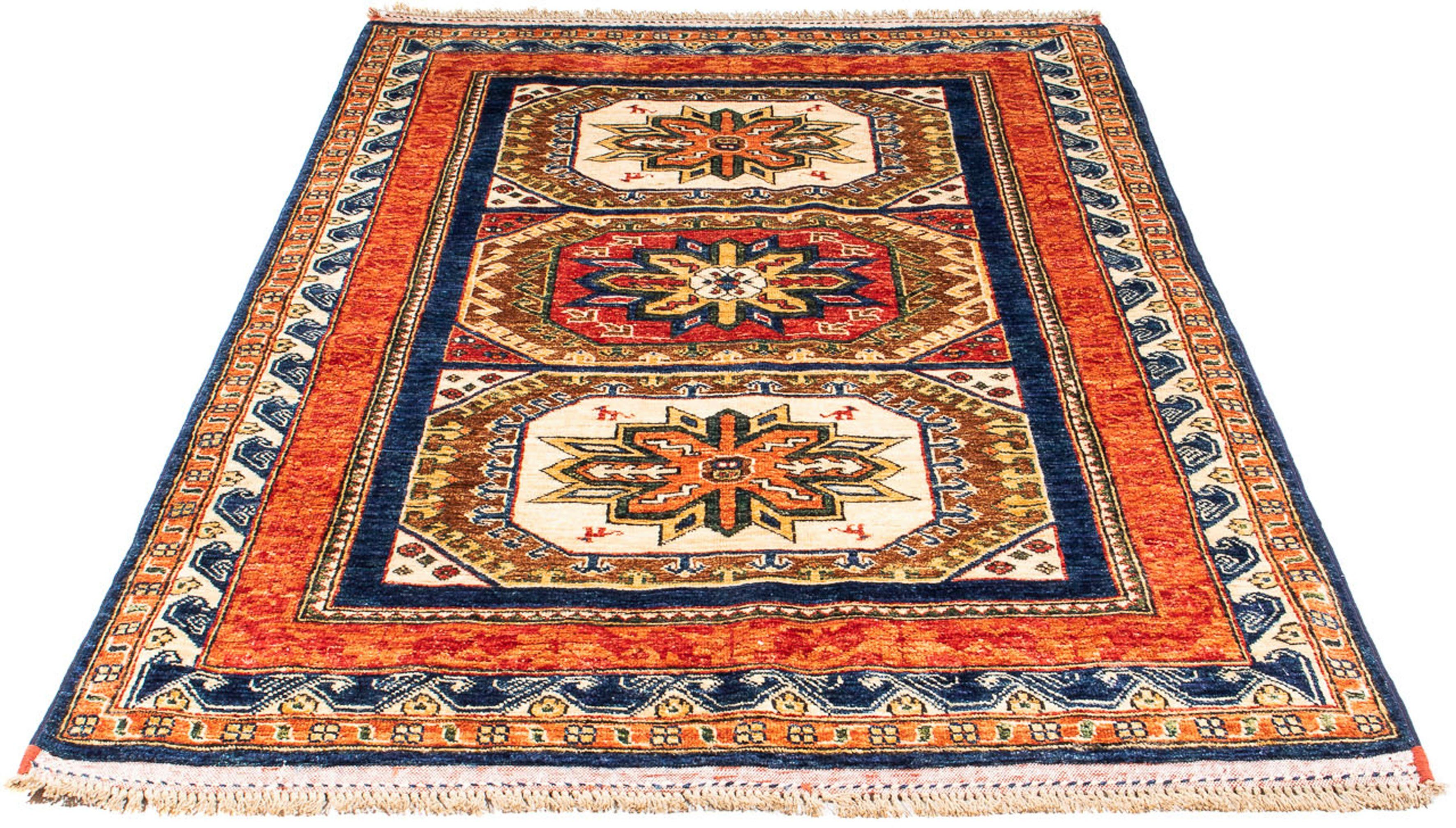 Orientteppich Afghan - 185 x 122 cm - dunkelblau, morgenland, rechteckig, Höhe: 7 mm, Wohnzimmer, Handgeknüpft, Einzelstück mit Zertifikat