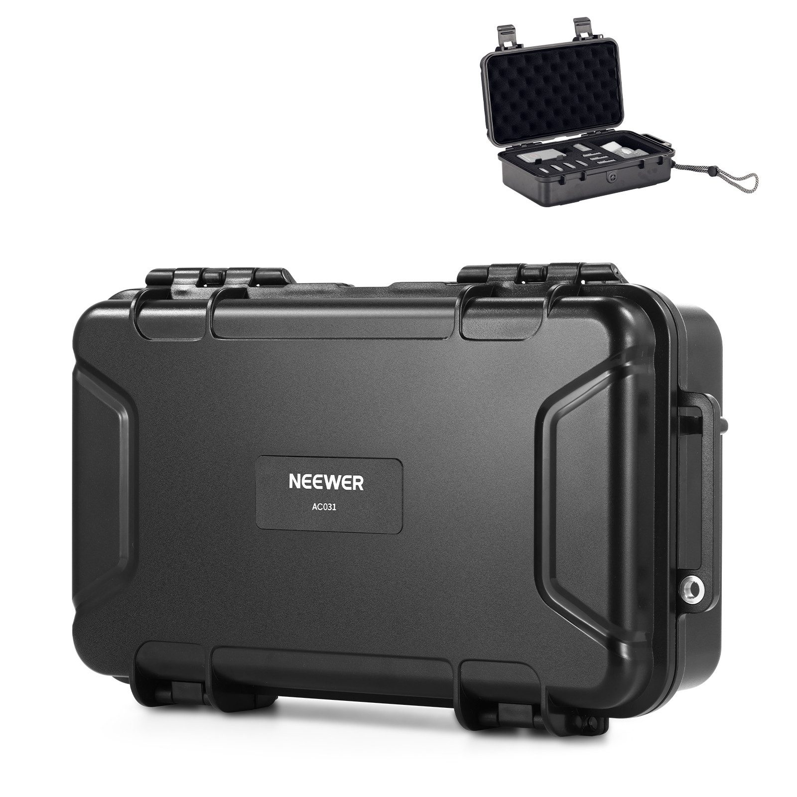 Neewer Kameratasche AC031 Hartschalen Koffer kompatibel mit DJI Osmo Action 5 Pro/4/3 (Packung), IP67 wasserdicht staubdicht stoßfest Reisetasche, 12 Slots für Zubehör