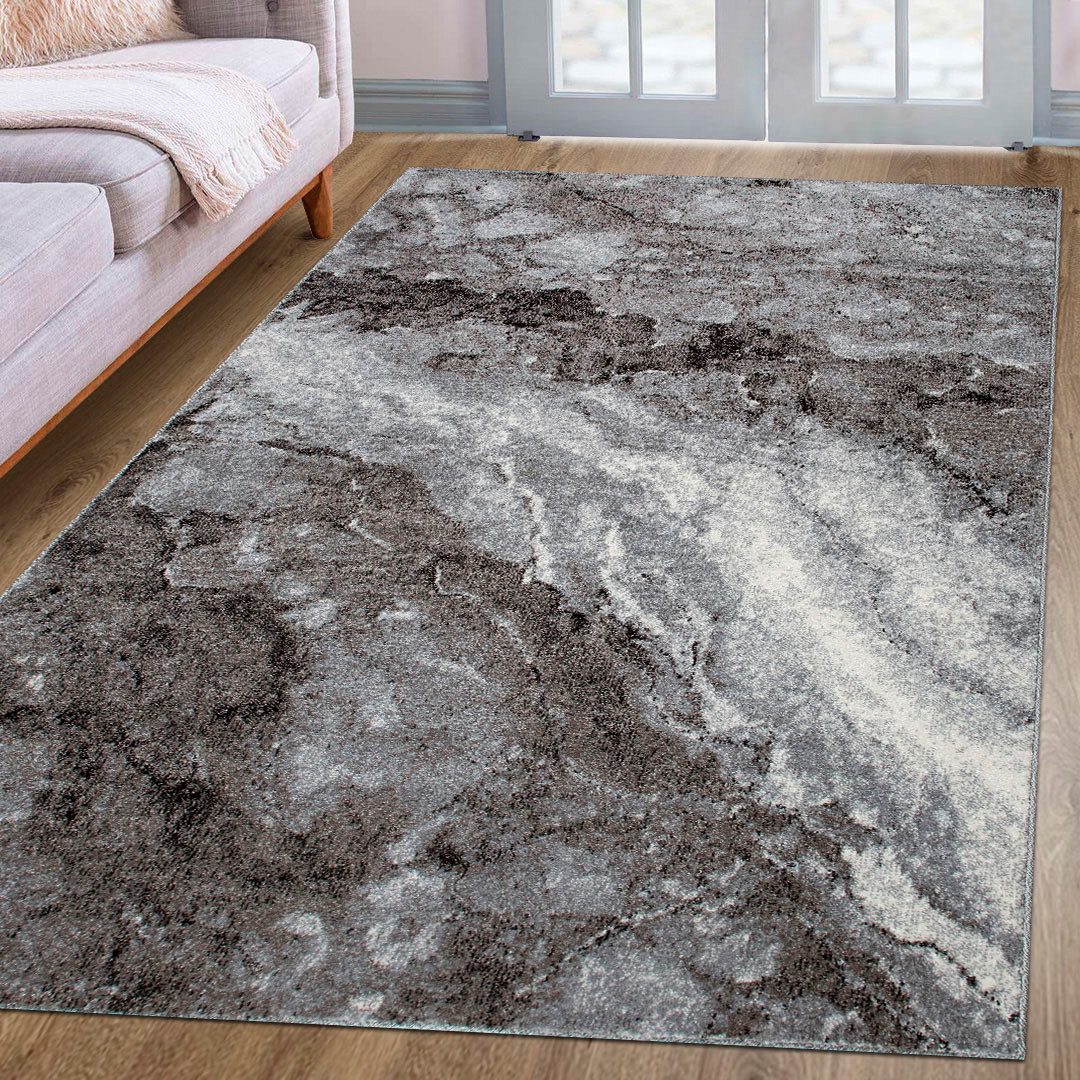 my home Teppich Sonnenhang, rechteckig, Höhe: 9 mm, mit besonders weichem Flor, Kurzflor, modernes Marmor Design