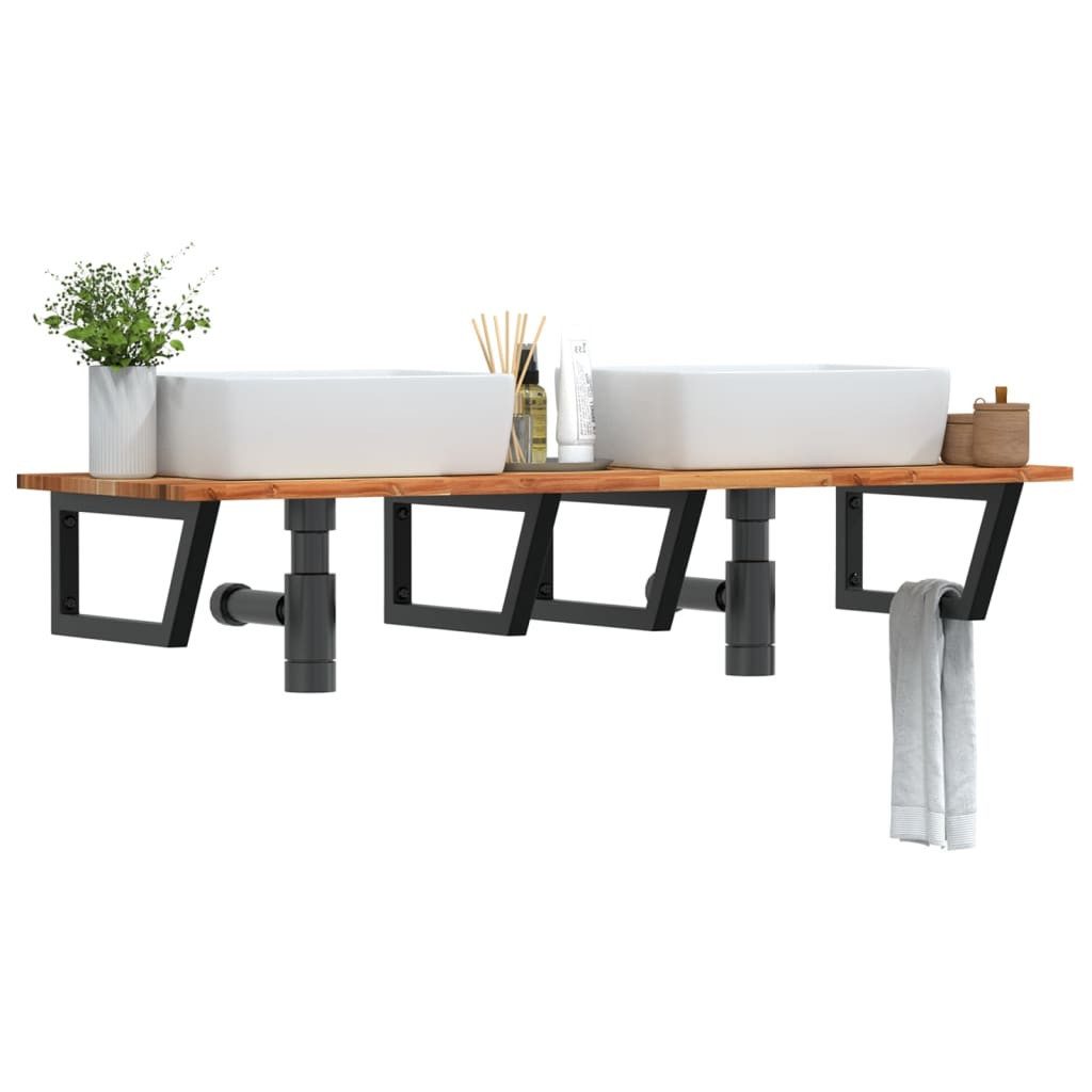 vidaXL Badezimmerspiegelschrank Waschbeckenregal Wandmontage Stahl und nholz (1-St)