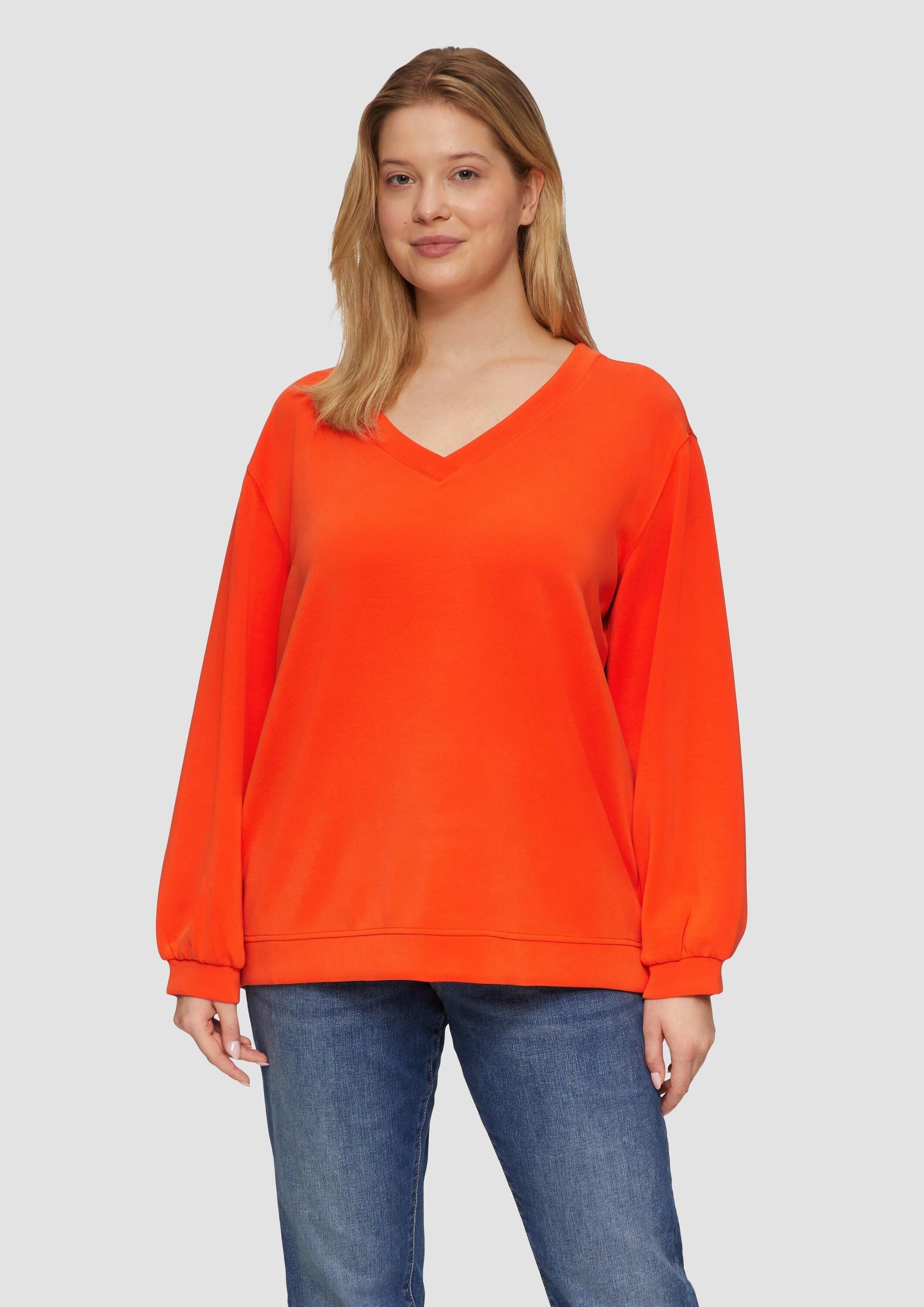 s.Oliver Sweatshirt Sweatshirt Scuba-Sweatshirt mit V-Ausschnitt günstig online kaufen