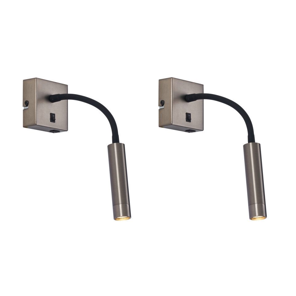 Qazqa LED Leselampe Gosna, ohne Leuchtmittel, Warmweiß, QAZQA Lese­leuchte, g9, gunmetal, Stahl, Modern