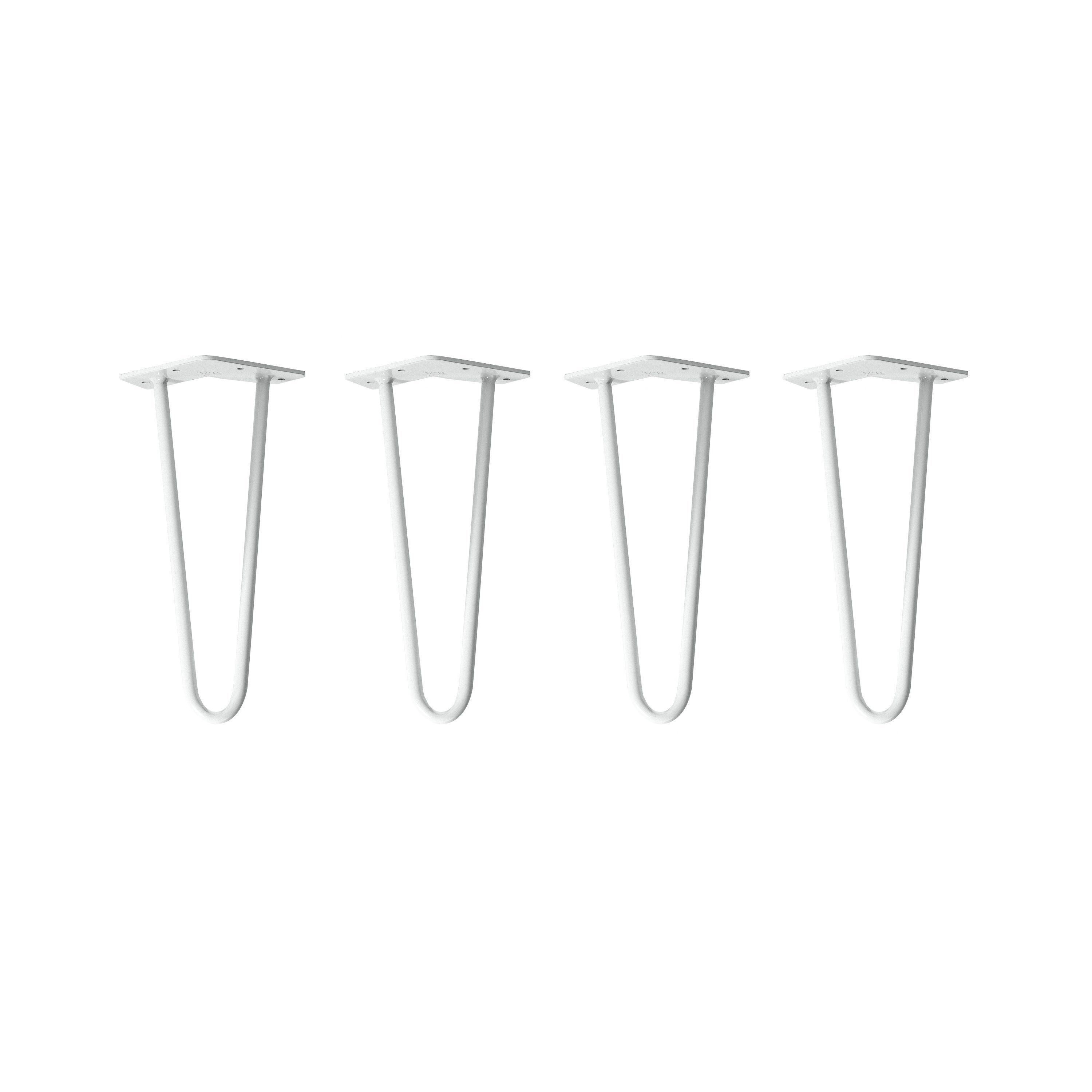 Natural Goods Berlin Tischbein 4er Set HAIRPIN Legs, Haarnadelbeine, Möbelfüße, niedriger Couchtisch, Weiß