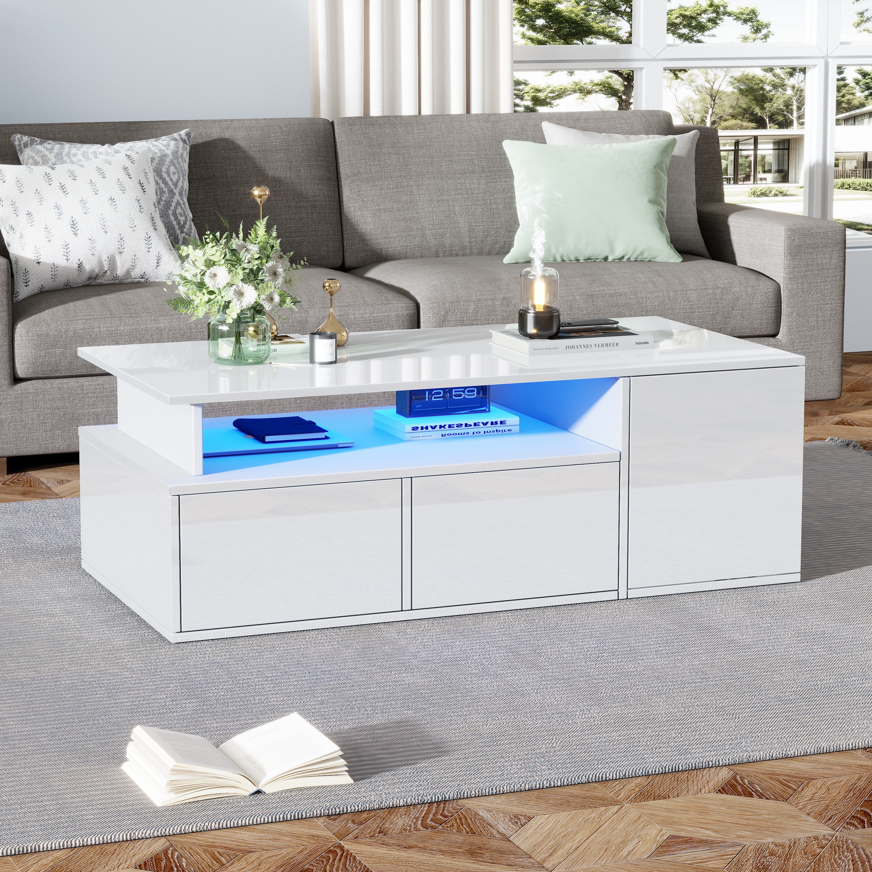 MODFU Couchtisch mit LED-Lichtsteuerung und Hochglanzoberfläche günstig online kaufen