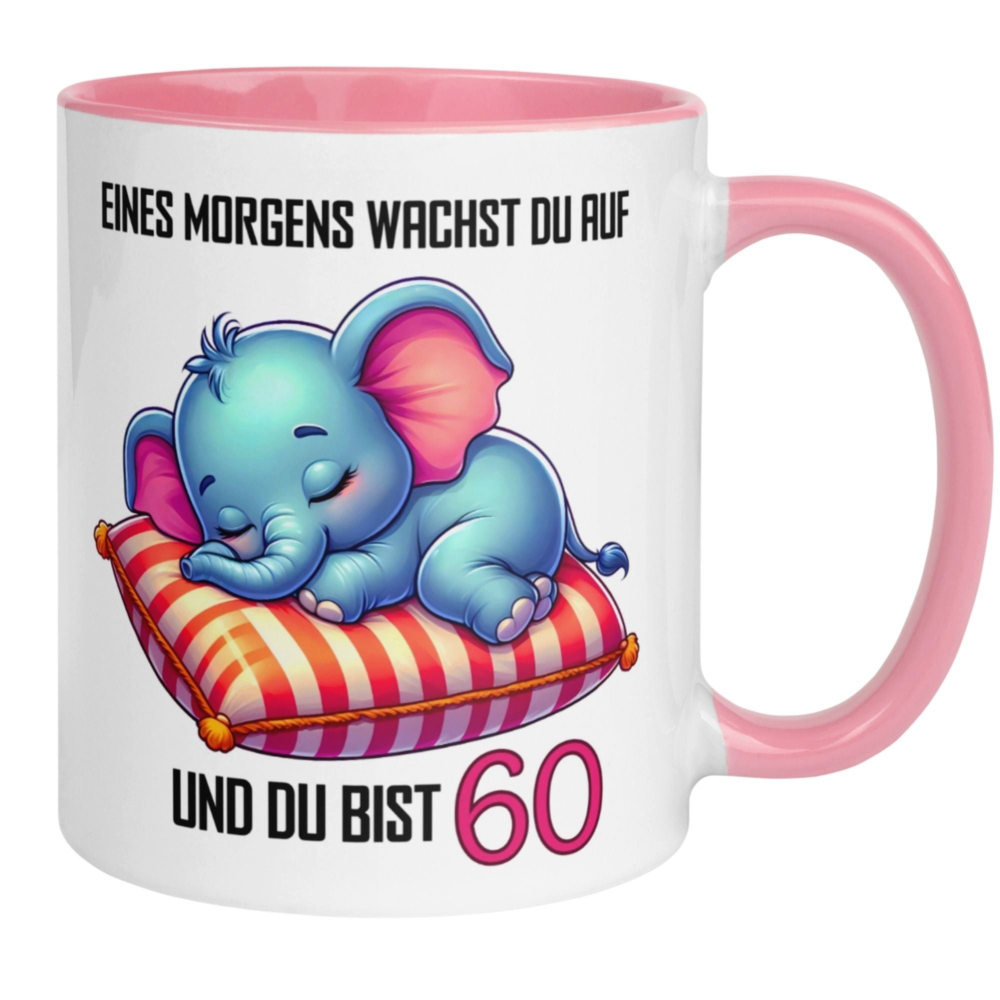 Momentals Tasse 60. Geburtstag Frau – „Eines morgens bist du 60“ – Geschenk Frauen, Gratis Versand · Links-&Rechtshänder · Spülmaschinenfest