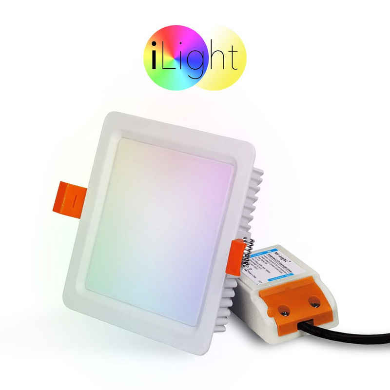 iLight LED Einbaustrahler iLight LED-Einbaupanel 12 x 12cm 720lm RGB + CCT Weiß, Warmweiß - Kaltweiß
