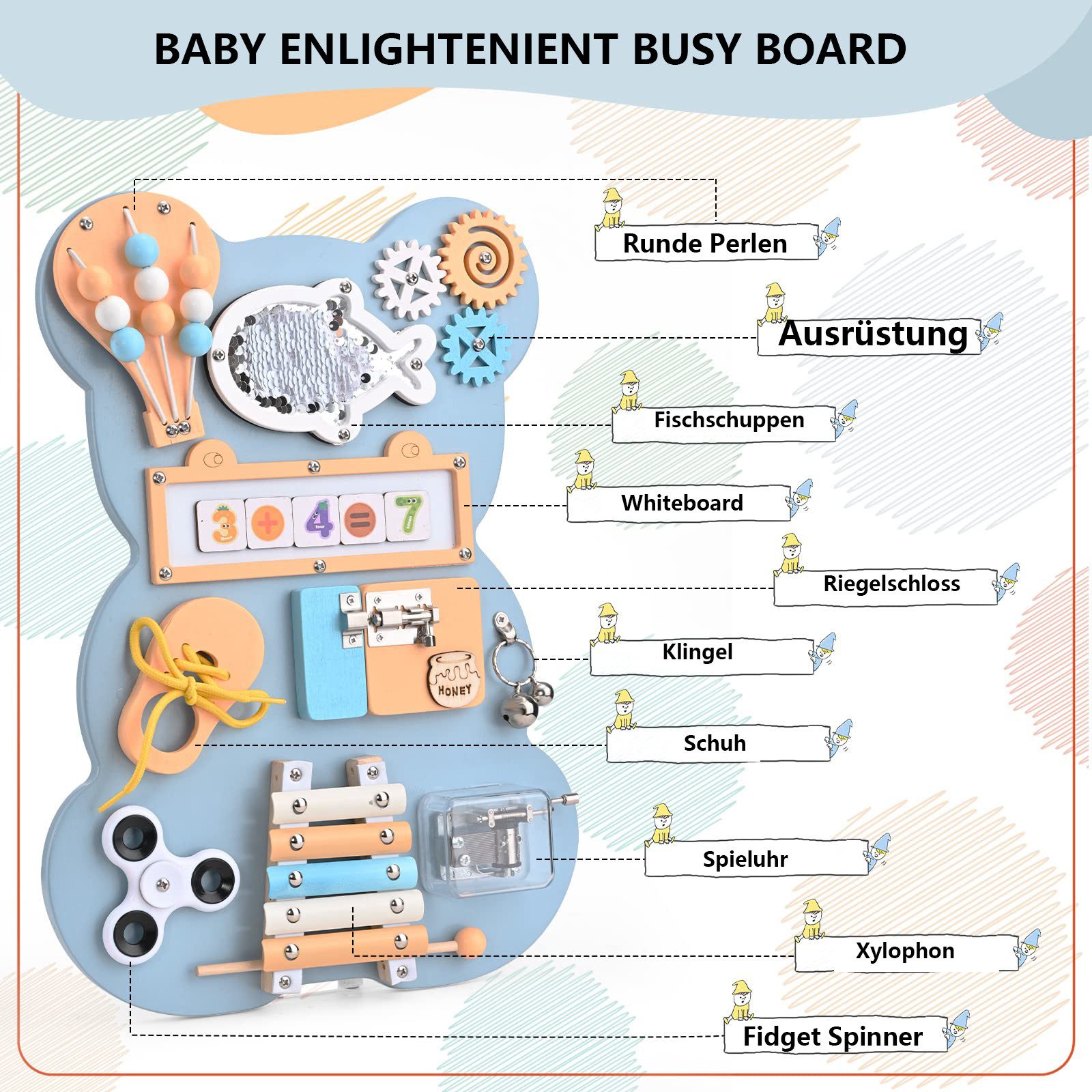 CLTYQ Motorikbrett Motorikbrett Busy Board für Kleinkinder Montessori Spiel günstig online kaufen