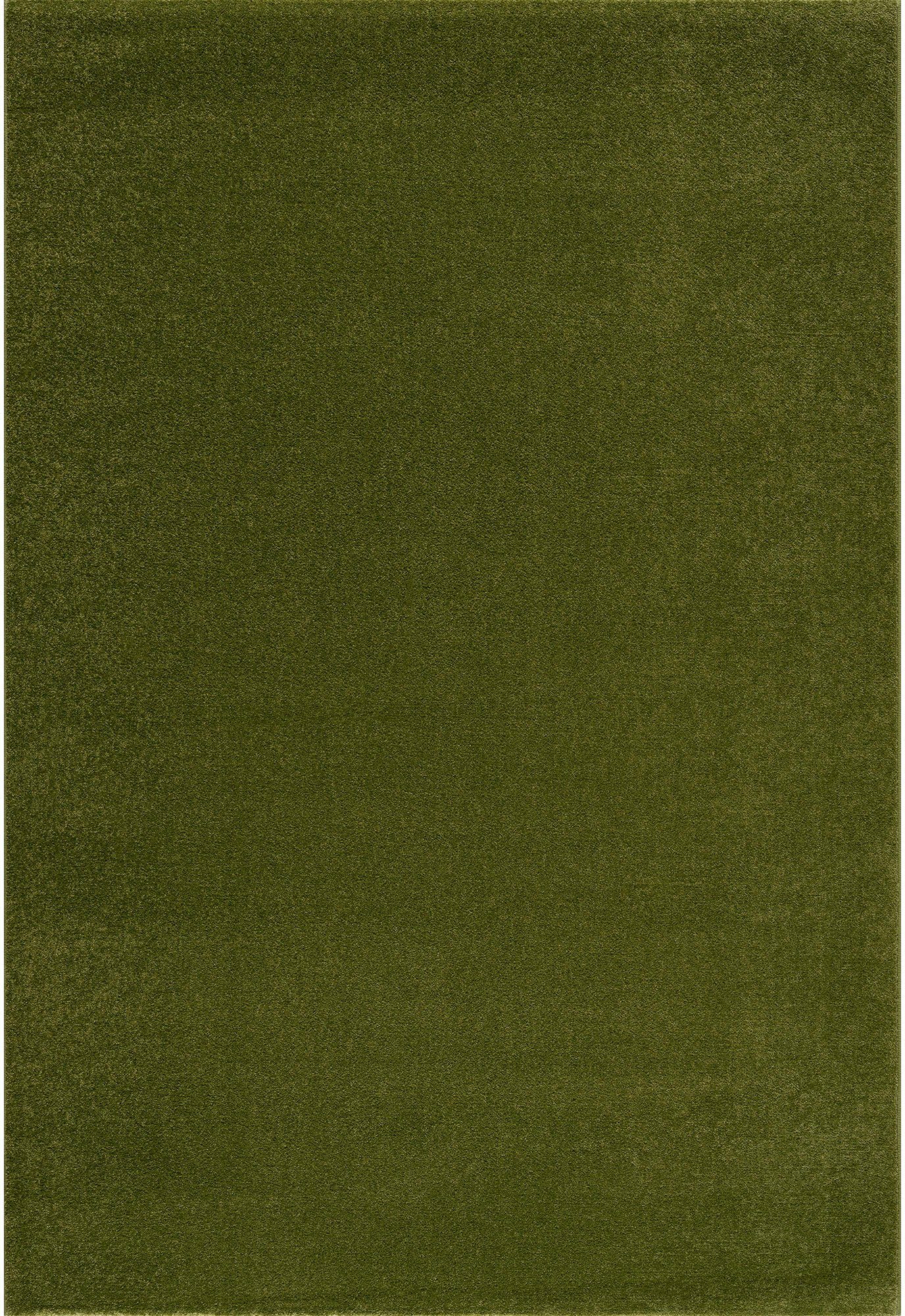 Teppich Uni, Sanat, rechteckig, Höhe: 13 mm, robuster Kurzflorteppich, große Farbauswahl grün | Kurzflor-Teppiche