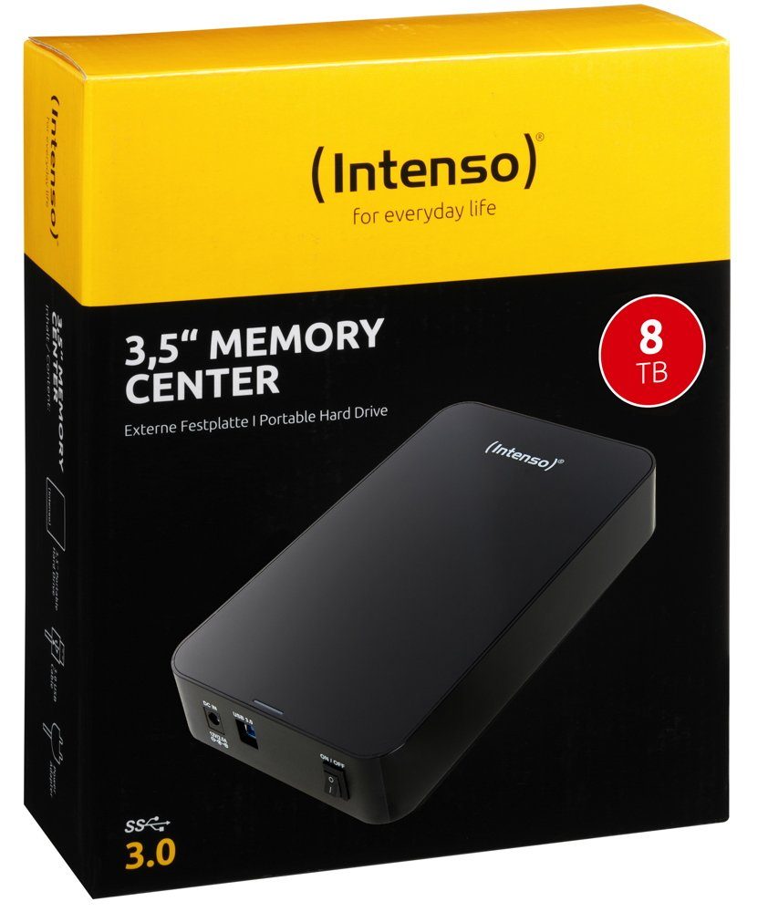 Intenso HDD externe Festplatte Memory Center 3,5 Zoll 8TB USB 3.0 schwarz externe HDD-Festplatte