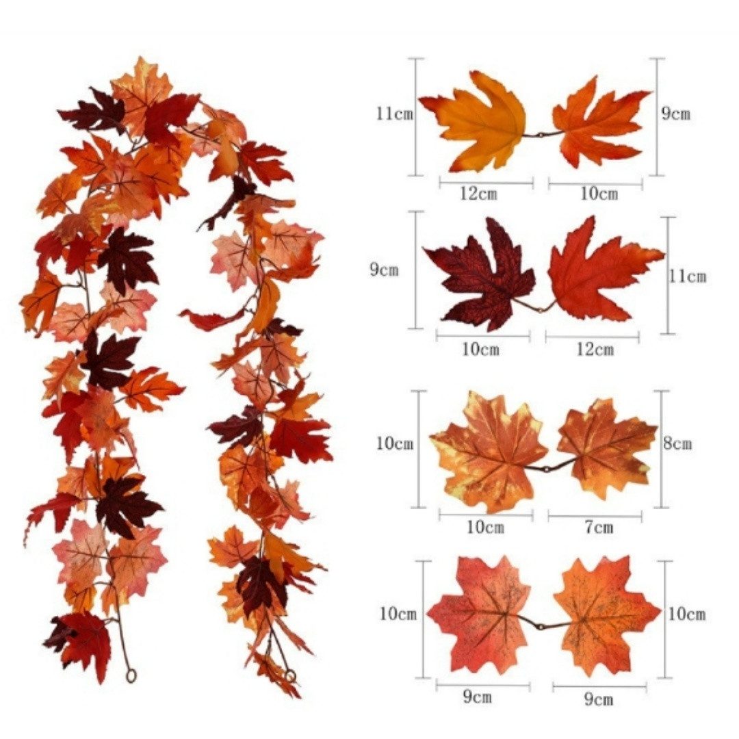 Kunstranke Herbst Girlande Ahornblätter, Ahornblatt Kürbis Herbstkranz, Sorvyzxn, Halloween Girlande Dekorationen für Tisch Kamin Fenster Außenbereich – Bild 2 von 5