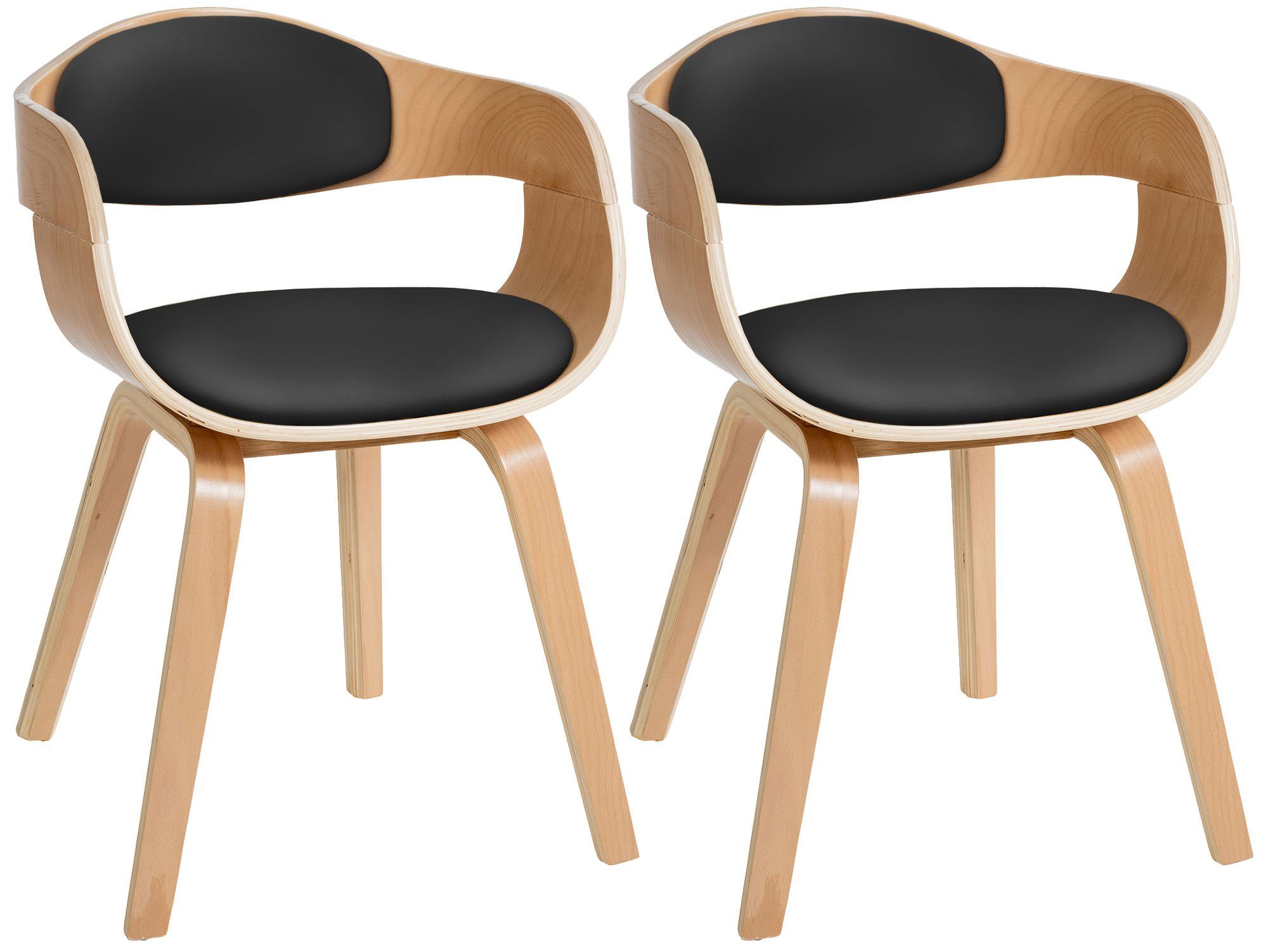 CLP Esszimmerstuhl Kingston Kunstleder (2er Set), Holzgestell
