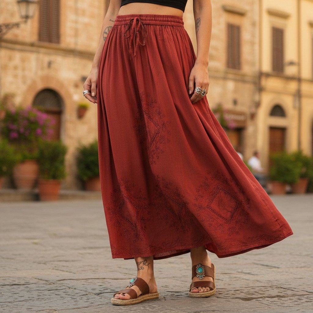 Guru-Shop Minirock Bestickter Boho Hippierock, indischer Maxirock.. alterna günstig online kaufen