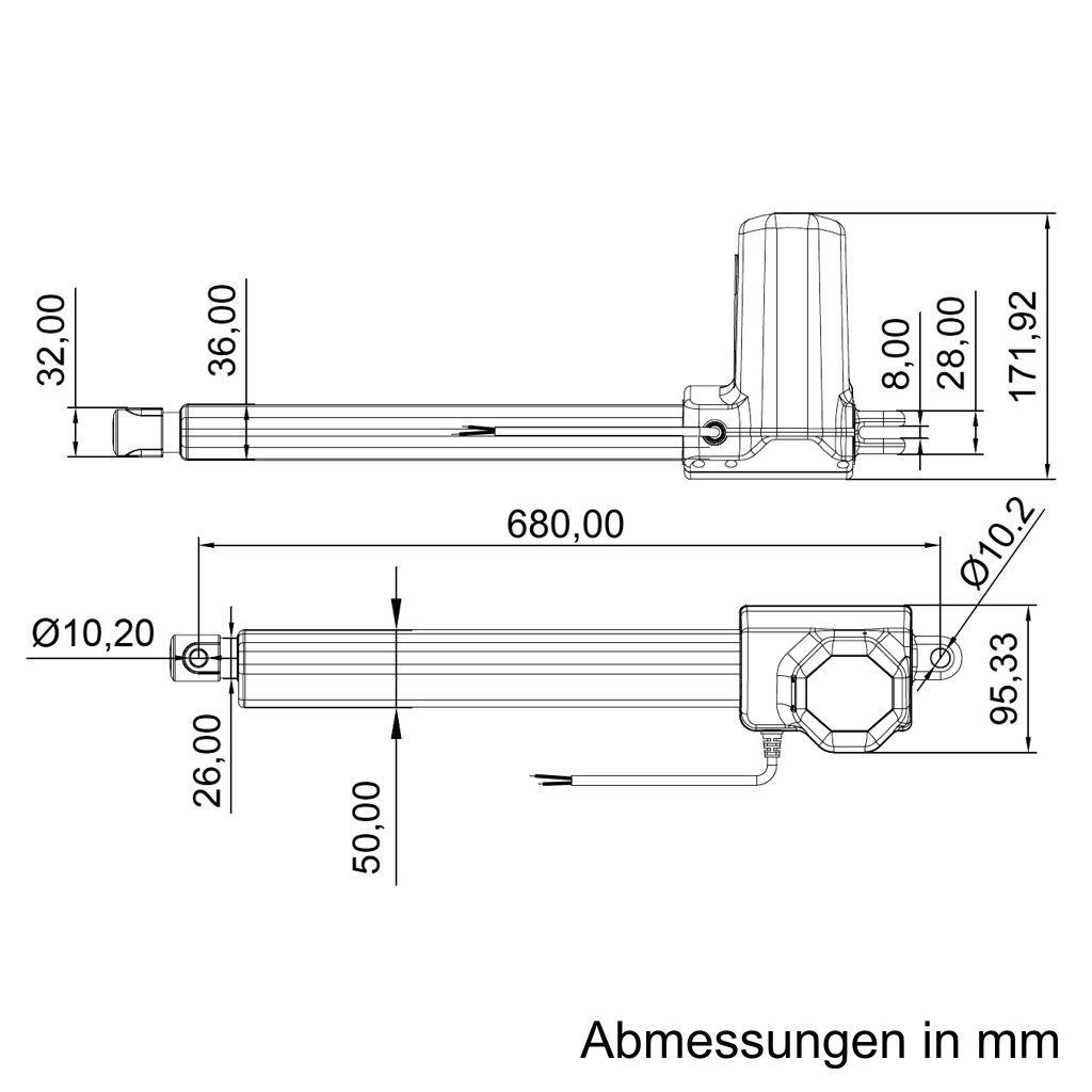 Digital max. 50cm HQ050-24, Hub Drehtorantrieb Summit Schubstangenmotor DC 24V Aktuator 350kg